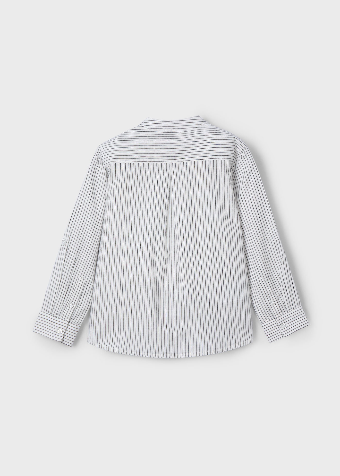 Boy Long Sleeve Striped Mandarin Collar Shirt