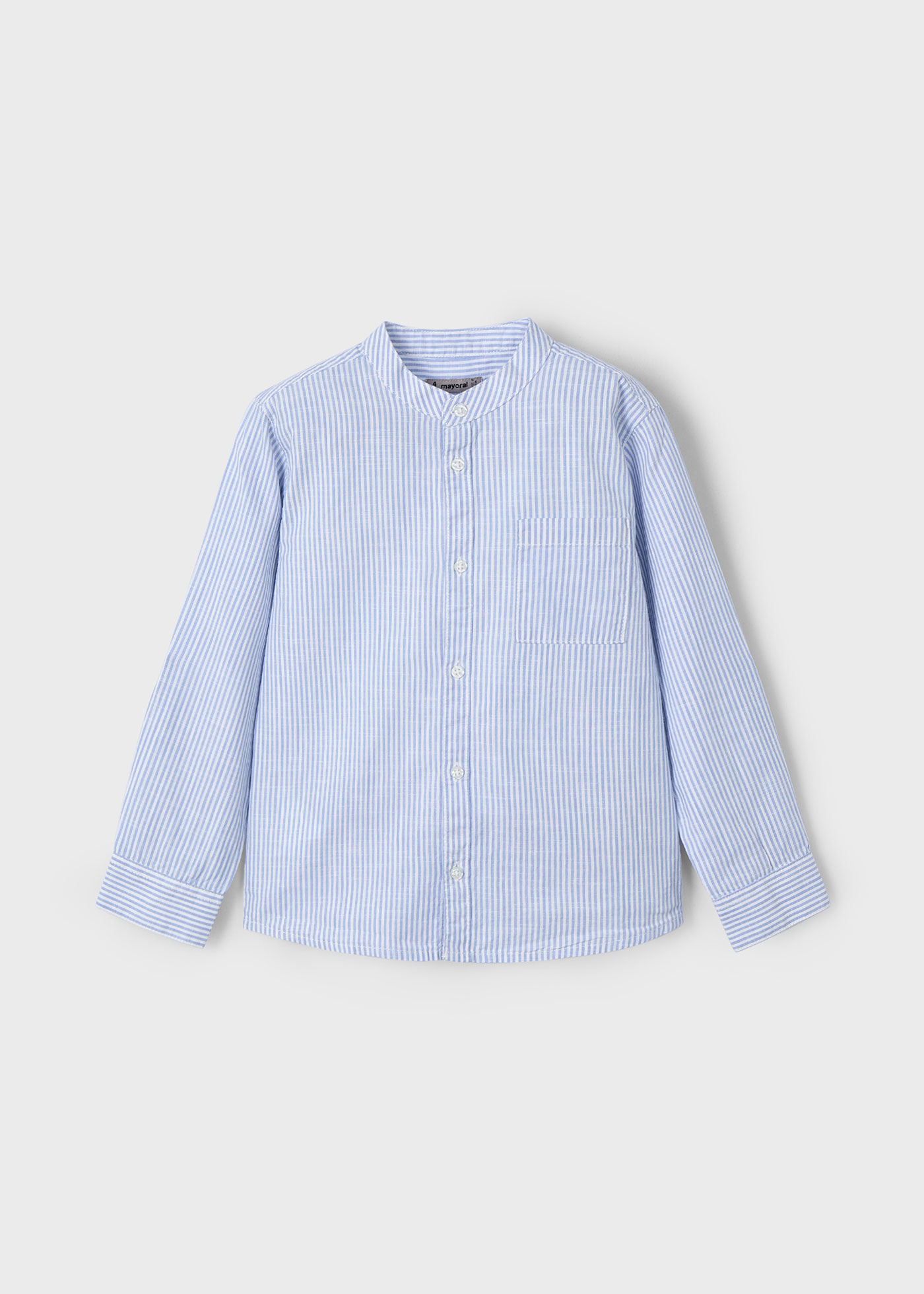 Camisa manga comprida gola mao riscas menino