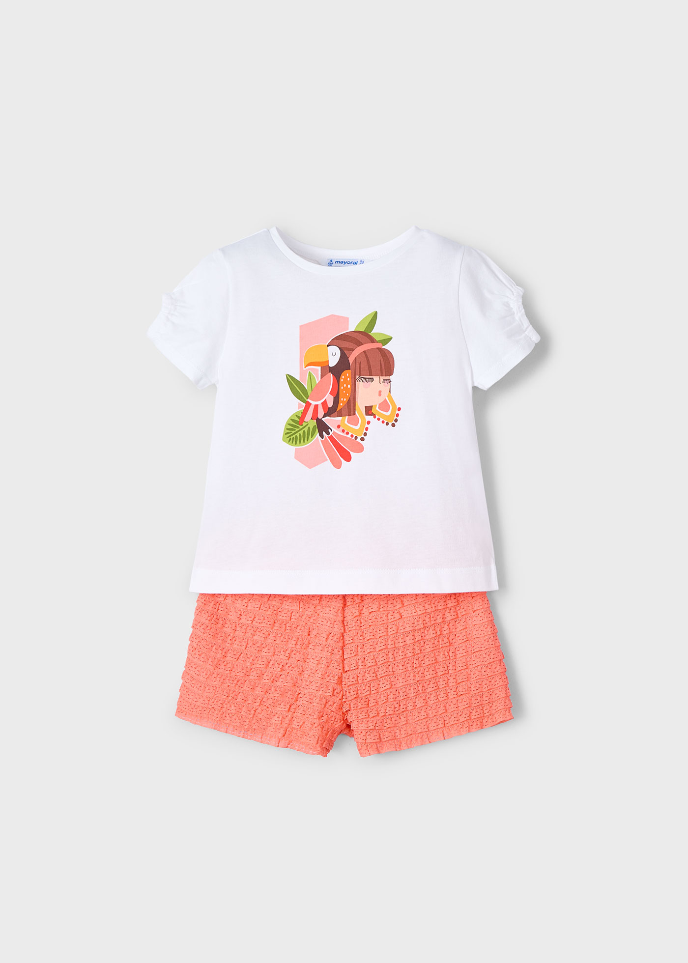 Conjunto pantalón corto fantasía y camiseta niña