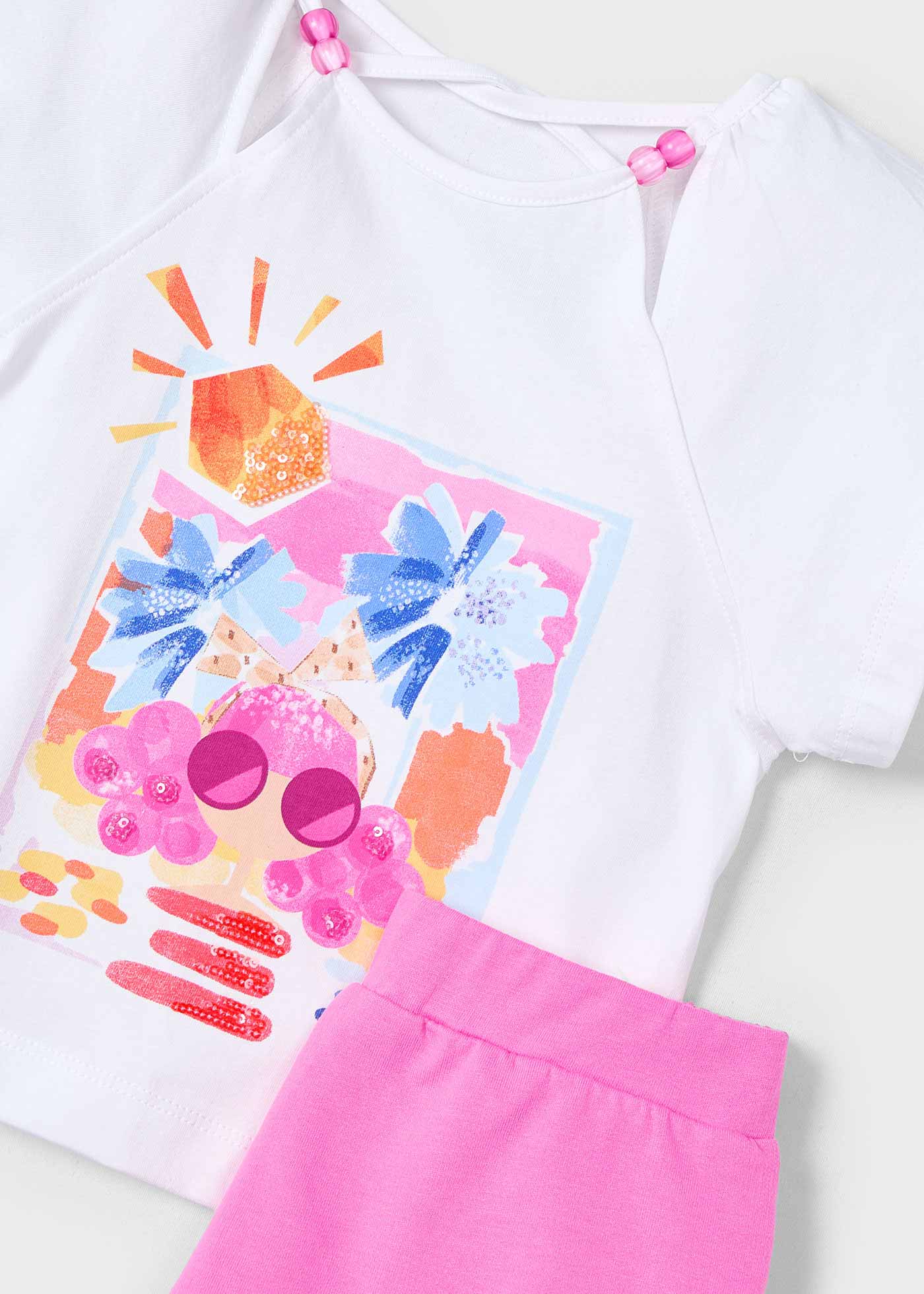 Conjunto short y playera estampado niña