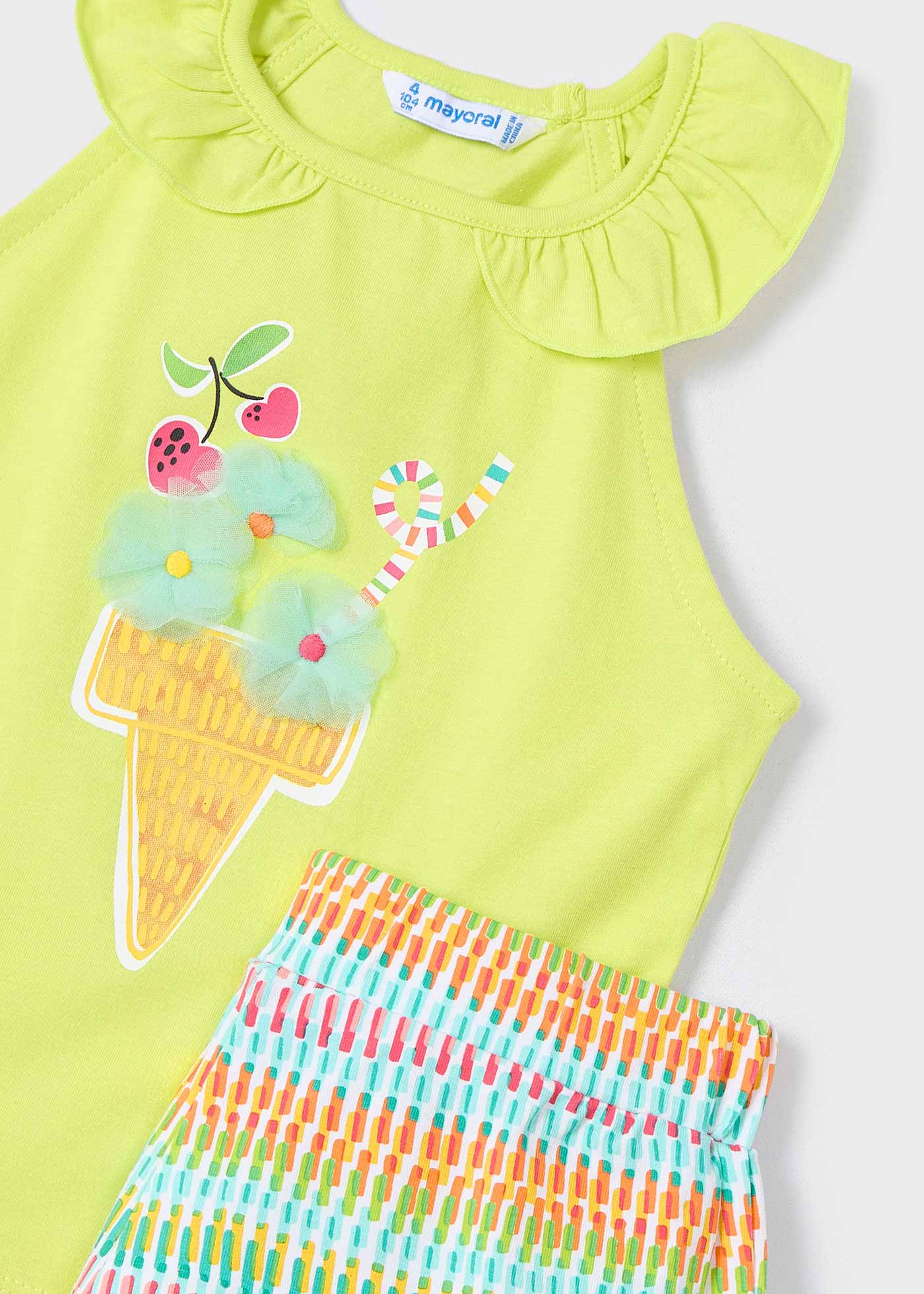 Conjunto pantalón corto y camiseta helado niña