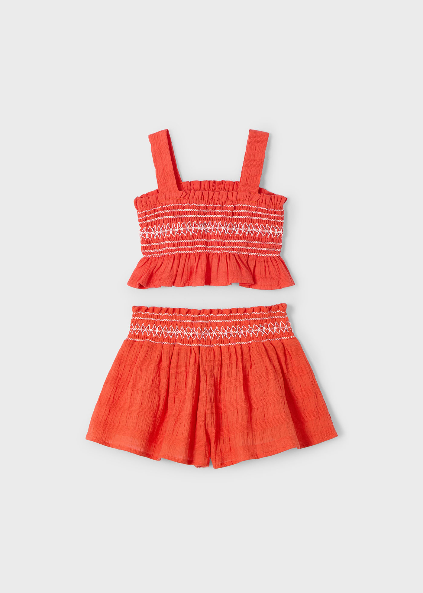 Completo shorts e top nido d'ape bambina