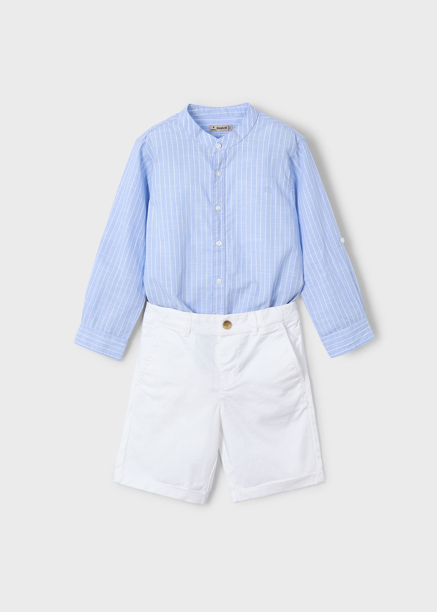 Completo con bermuda e maglietta colletto coreana bambino