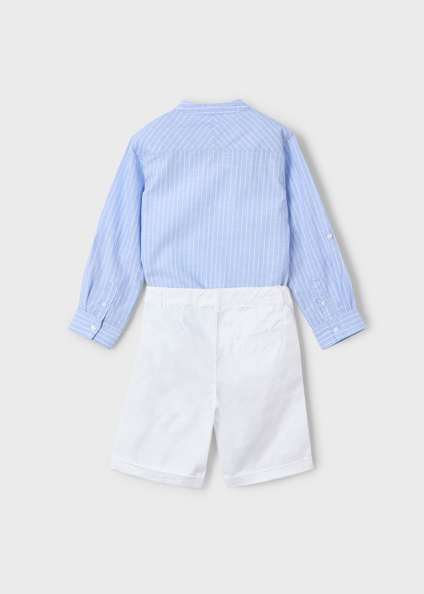 Completo con bermuda e maglietta colletto coreana bambino