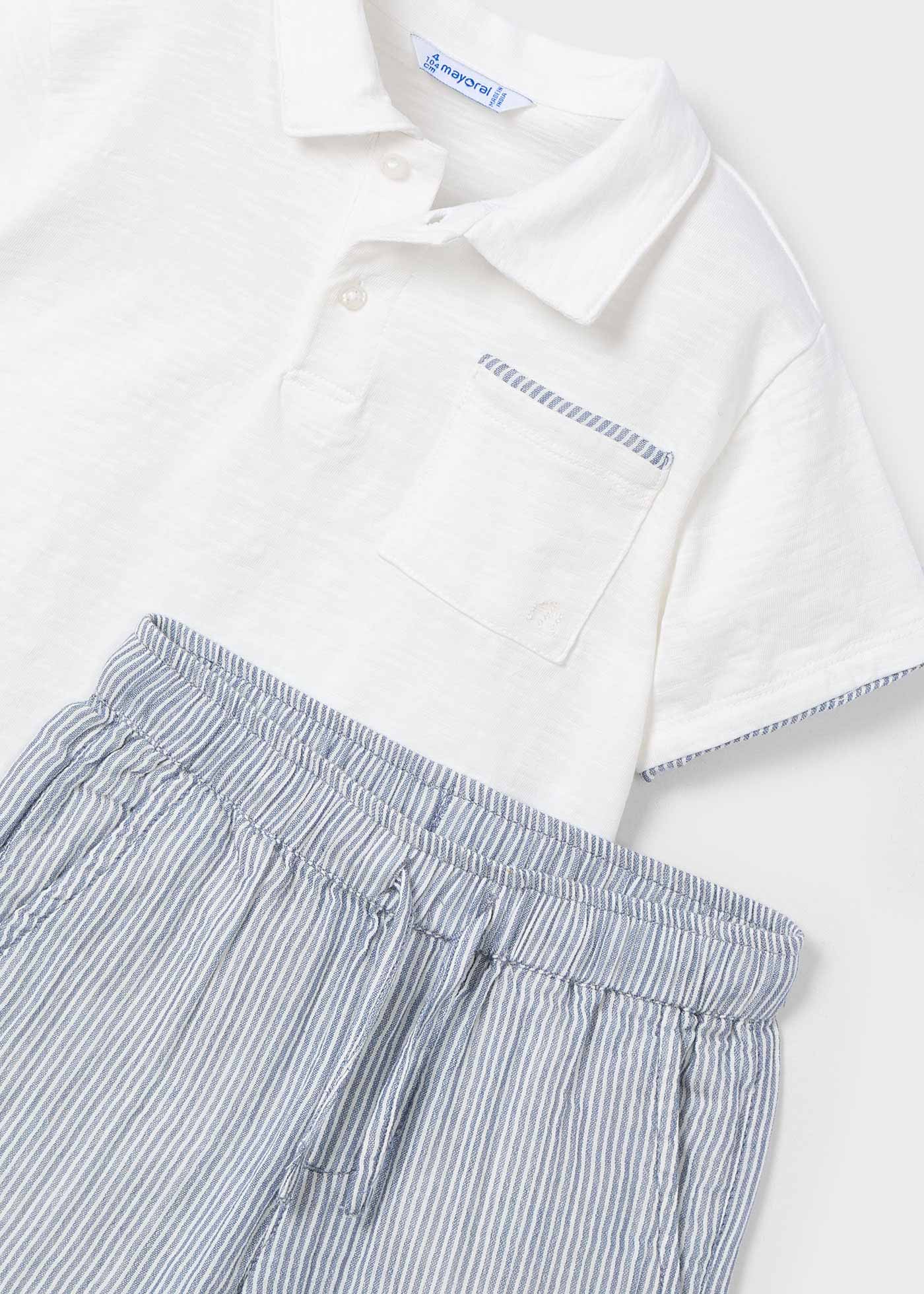 Conjunto bermuda e polo menino