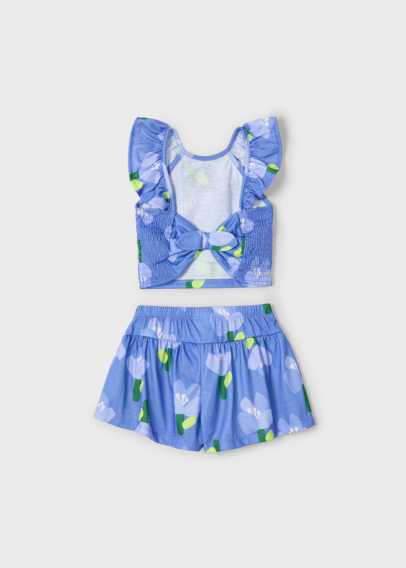 Conjunto pantalón corto y camiseta flores niña