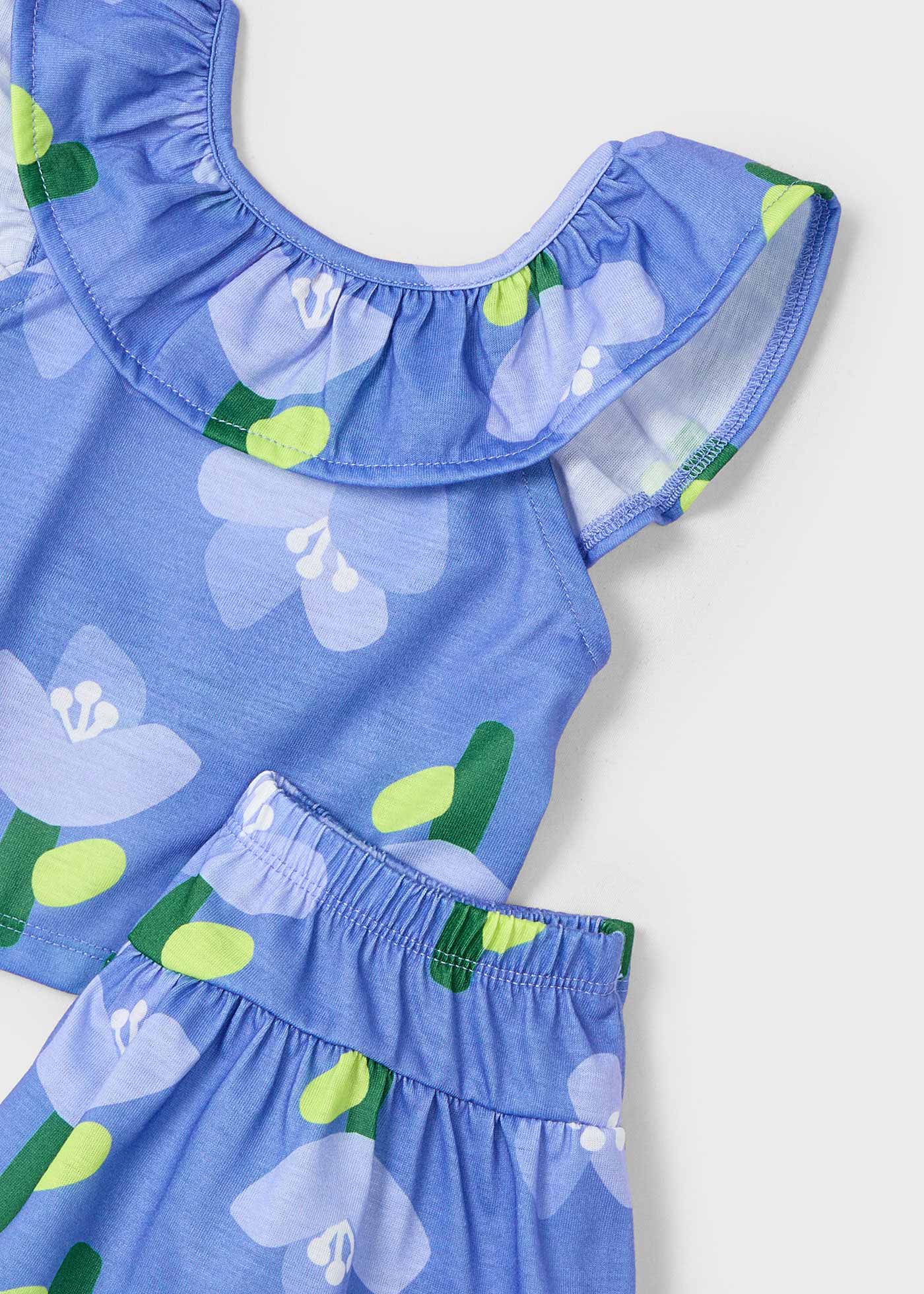 Conjunto pantalón corto y camiseta flores niña