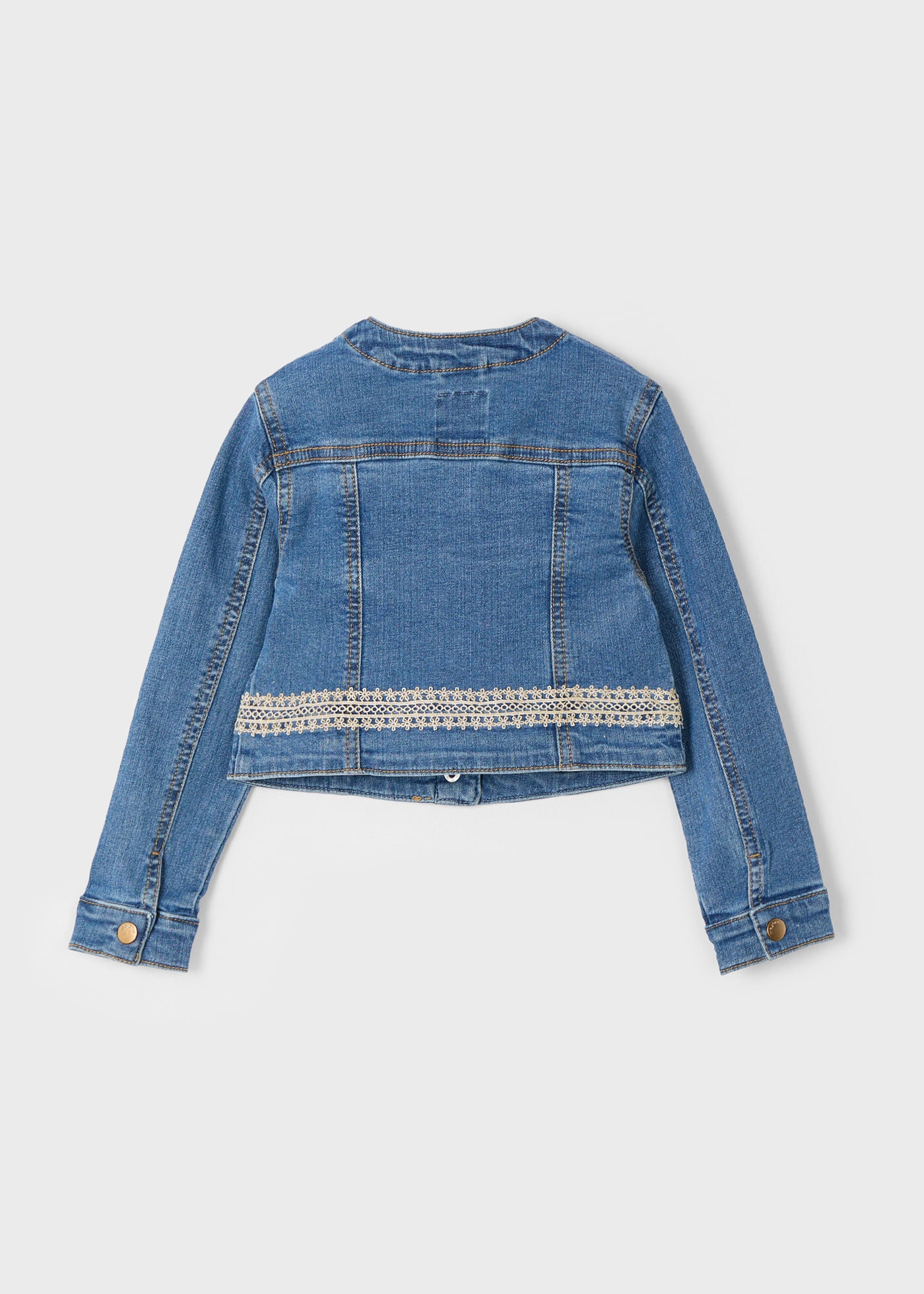 Veste en jean avec détails en guipure fille