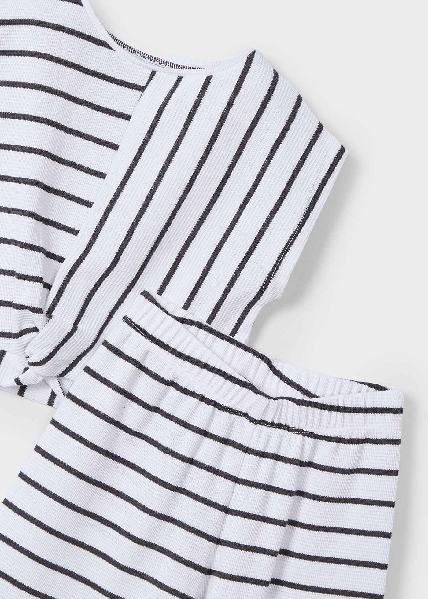 Set pantaloni si tricou dungi fetita