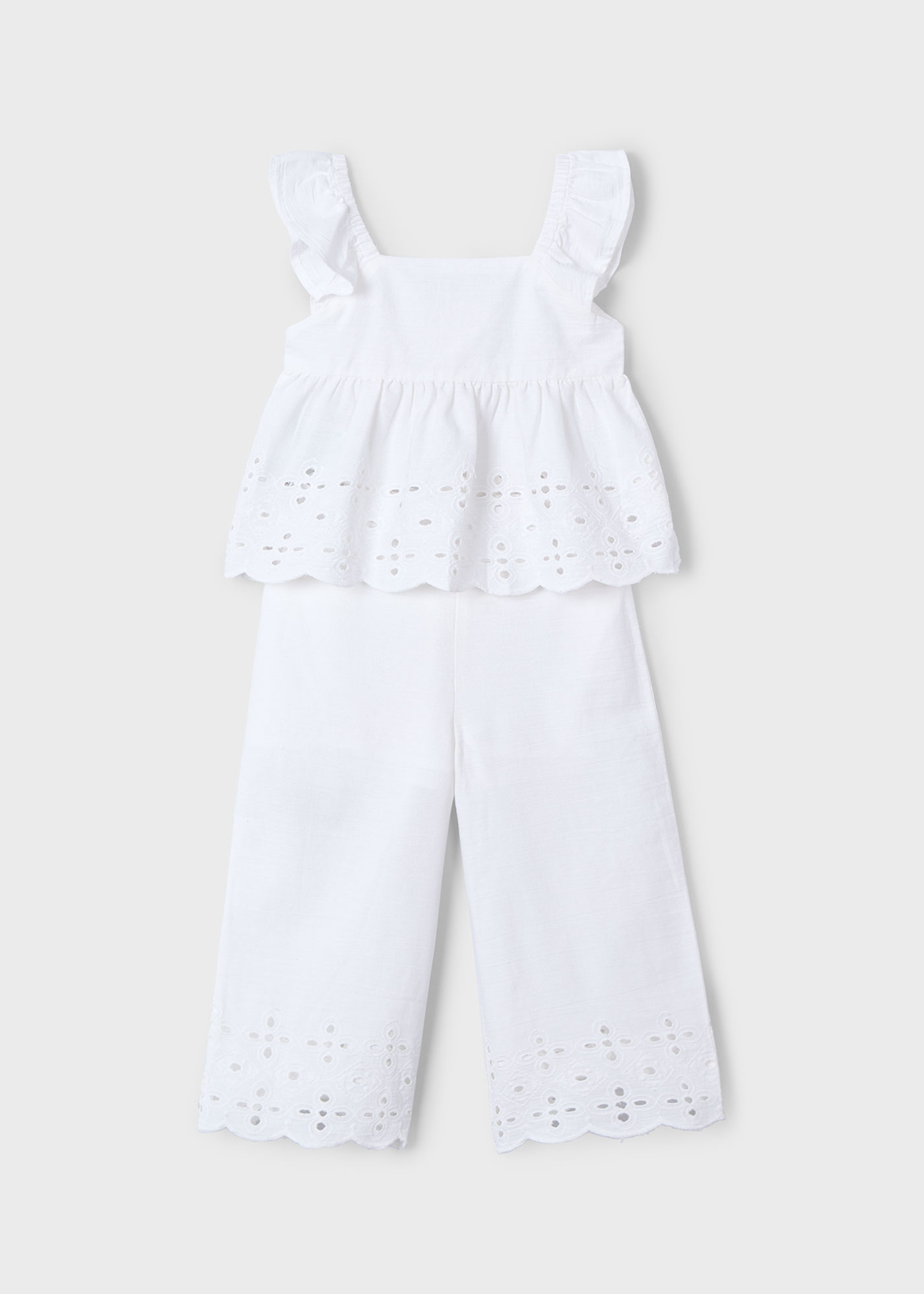 Set pantaloni si top perforat fetita