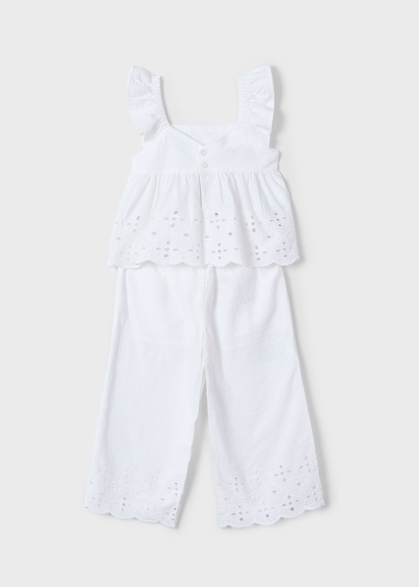 Set pantaloni si top perforat fetita