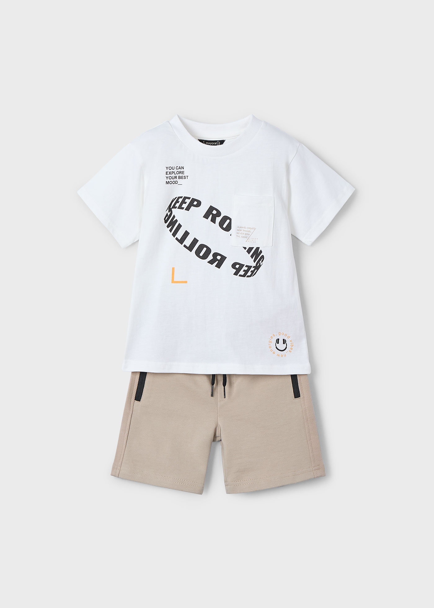 Boy text print shorts and t-shirt set