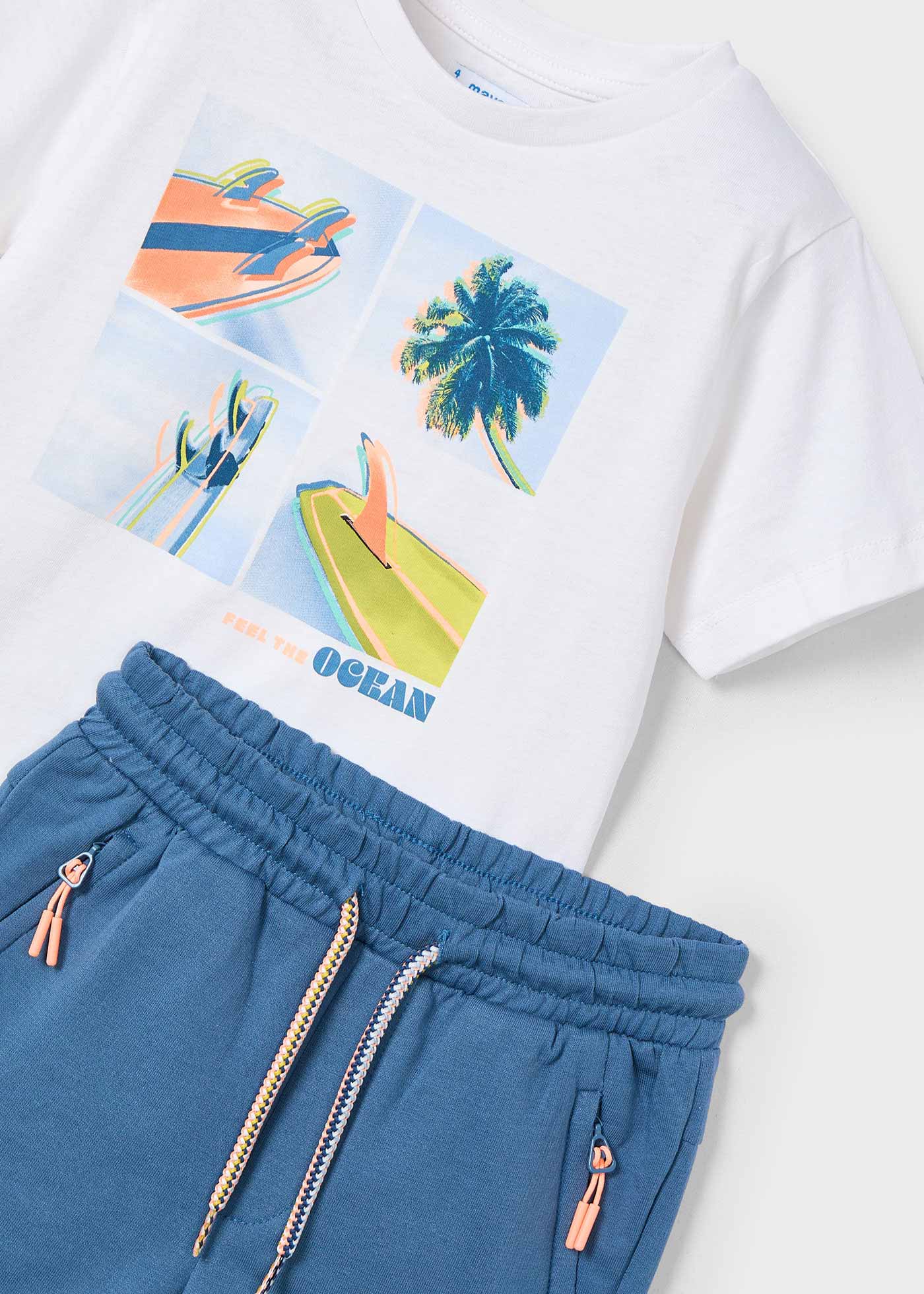 Boy surf print shorts and t-shirt set