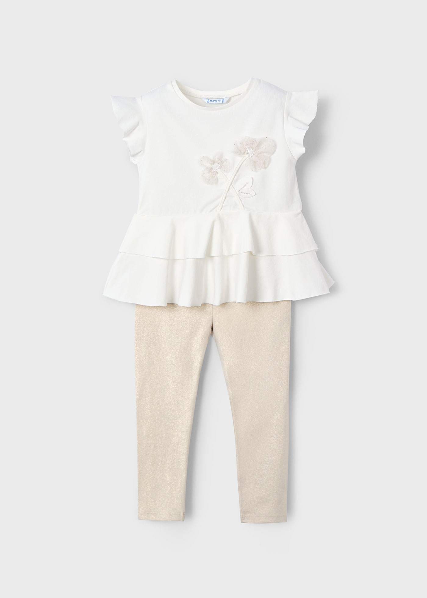 Set colanti si tricou flori fetita