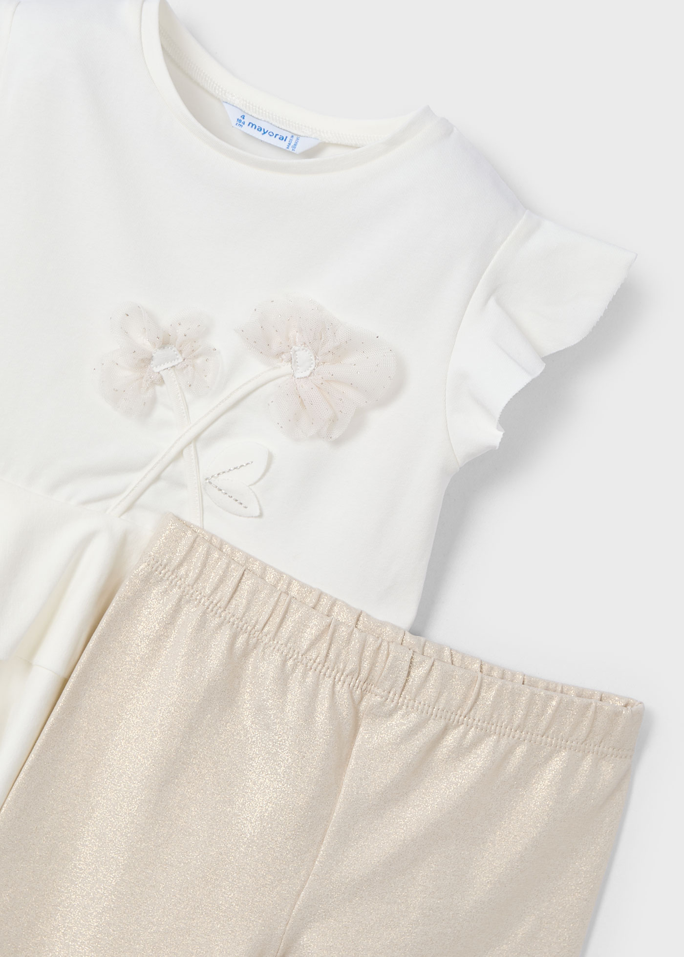 Set colanti si tricou flori fetita