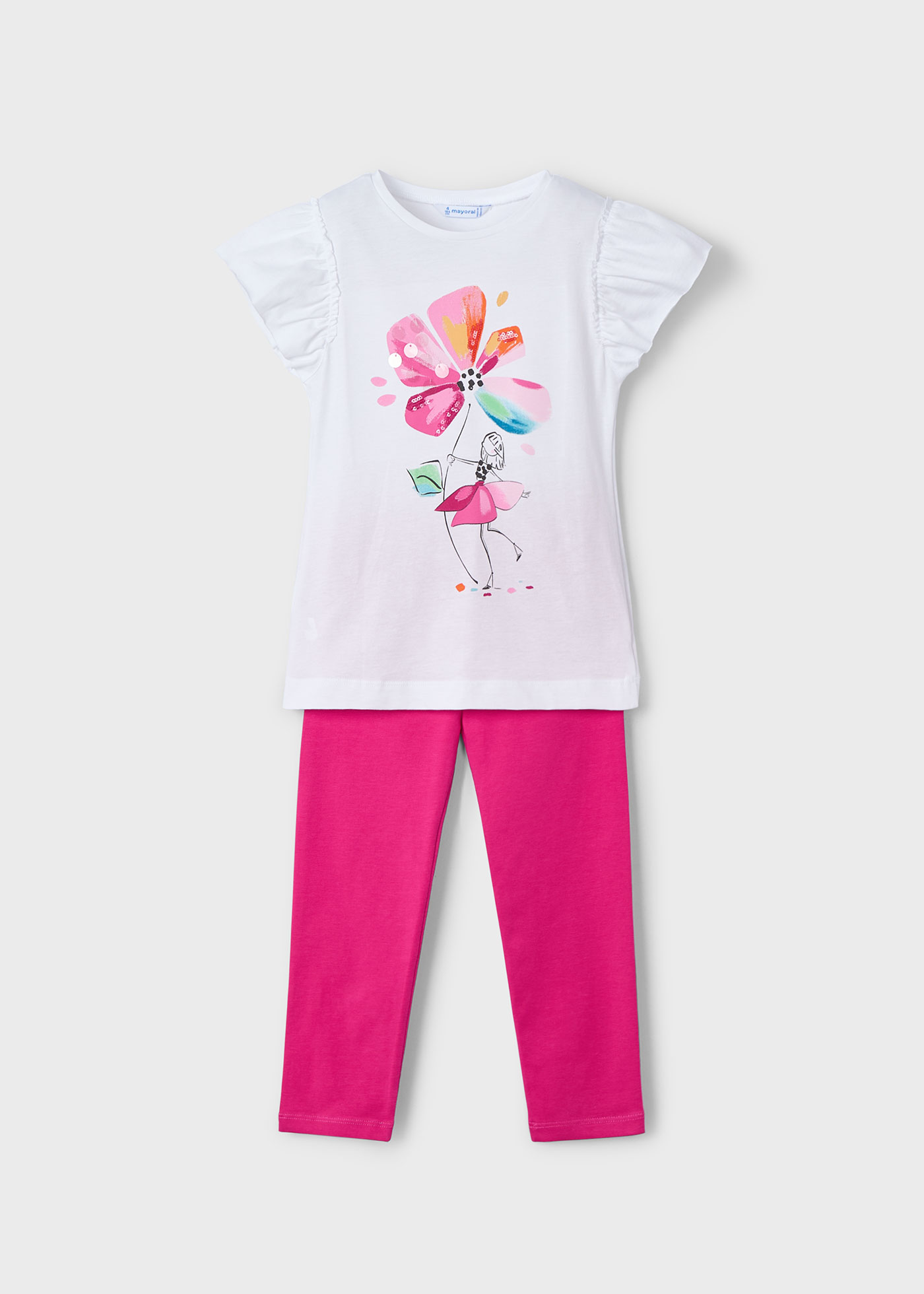 Girl Leggings and Flower T-Shirt Set