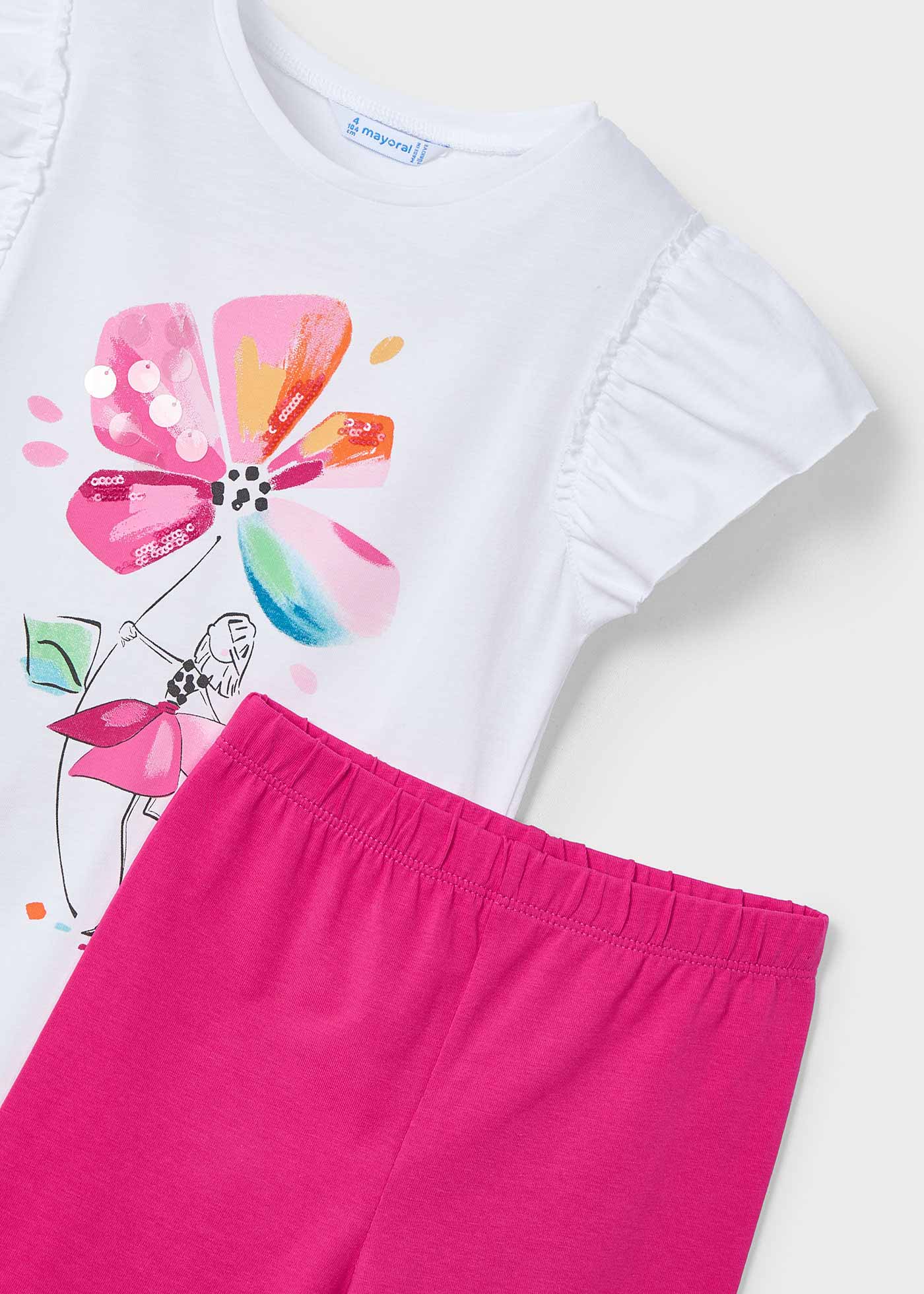 Girl Leggings and Flower T-Shirt Set