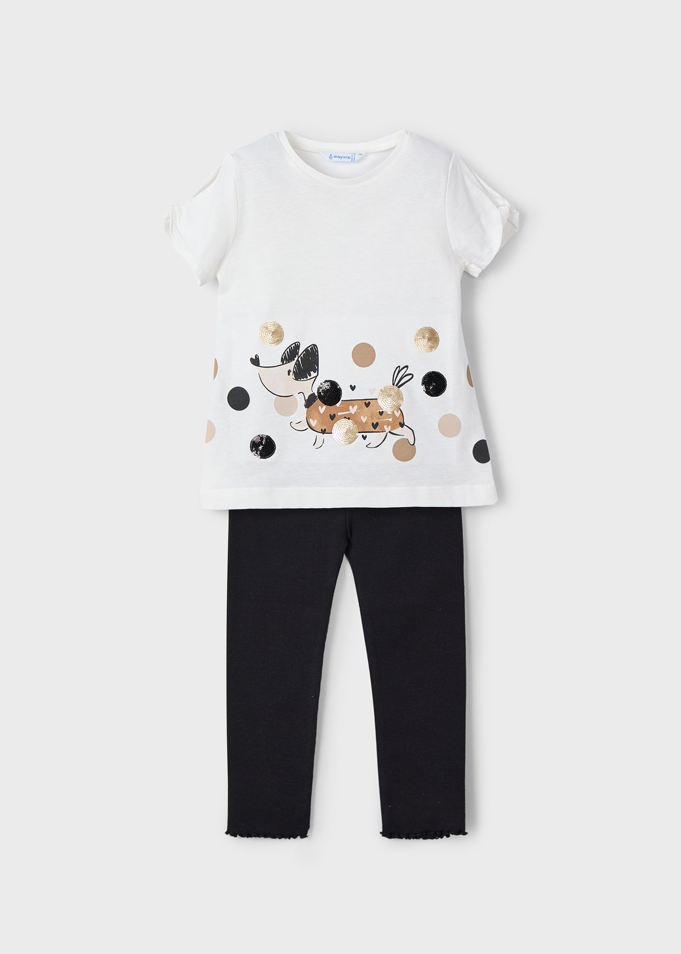 Girl Dog Print T-Shirt and Leggings Set