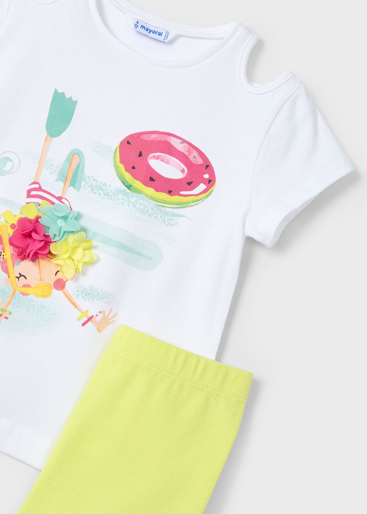 Conjunto leggings ciclista e t-shirt aberturas menina