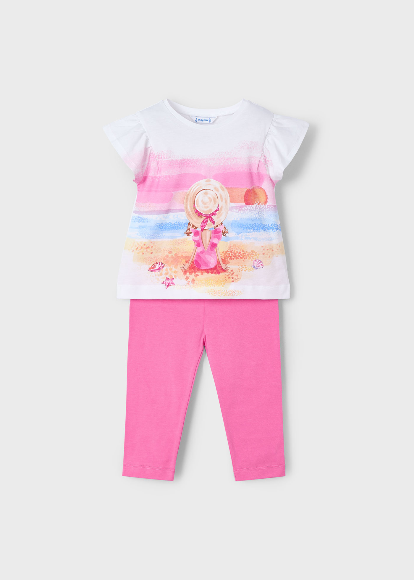 Conjunto legging pescador y playera atardecer niña