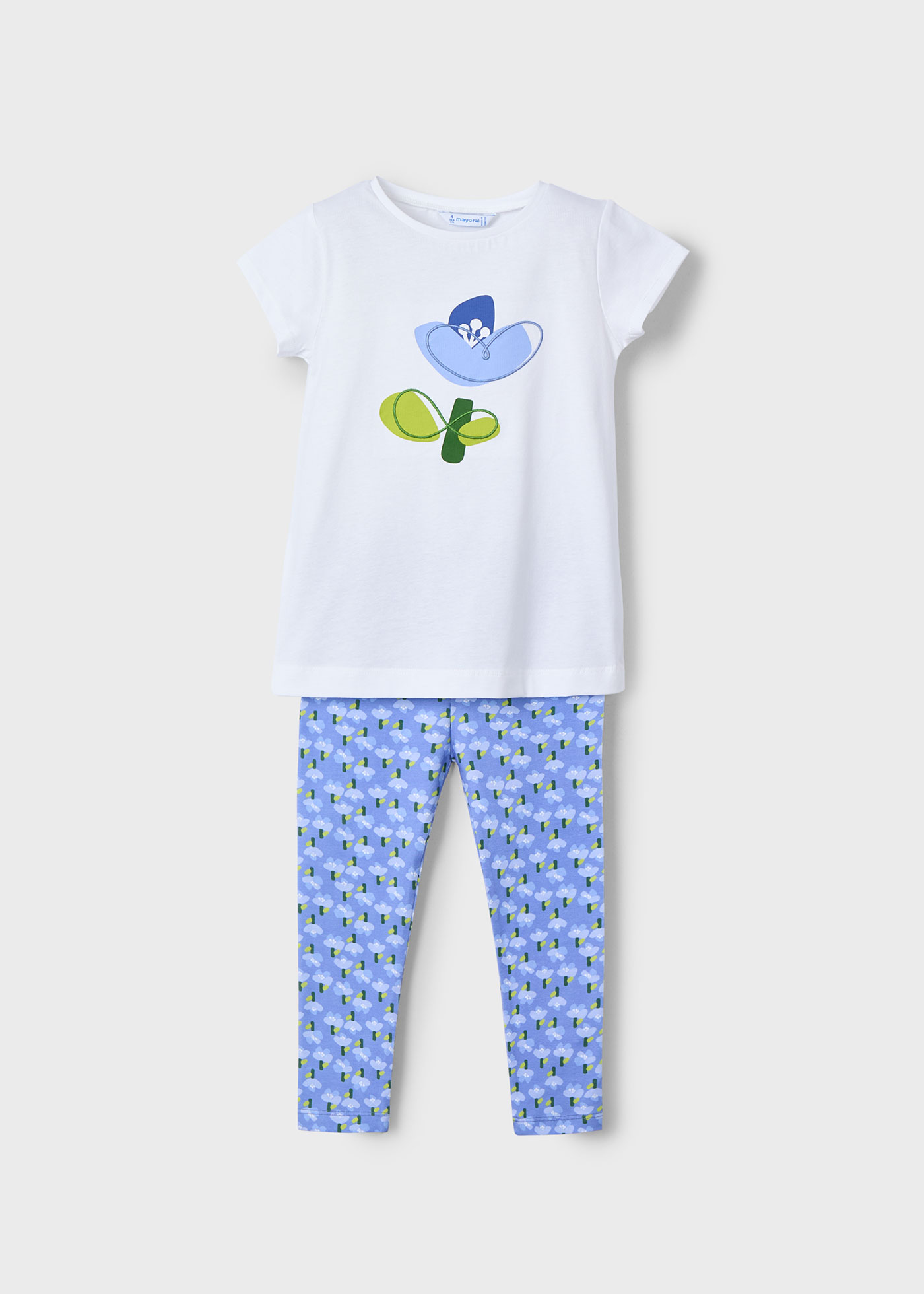 Completo leggings alla caviglia e maglietta stampata bambina
