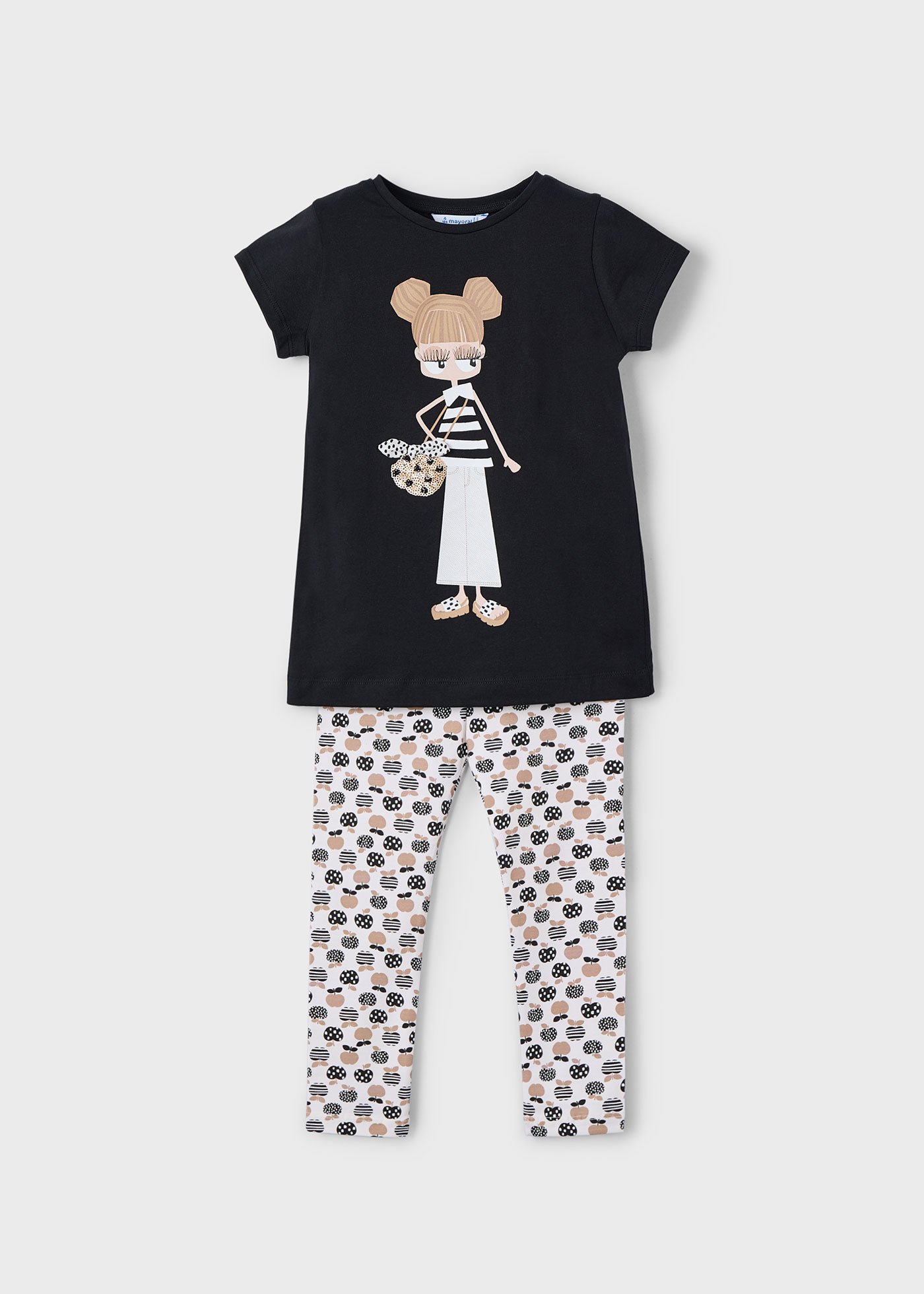 Conjunto legging tobillero y playera estampado niña