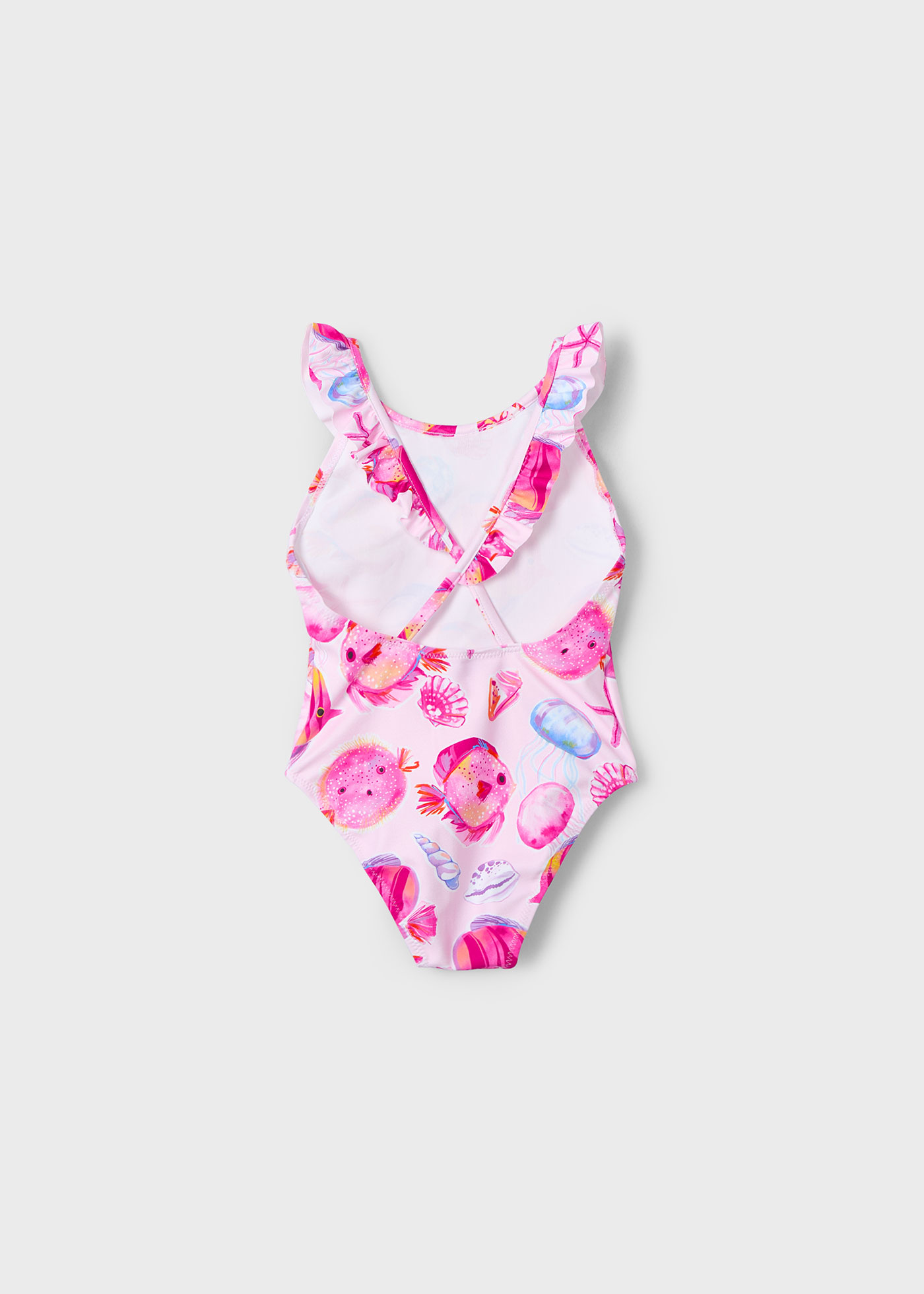 Costum de baie imprimeu volane fetita