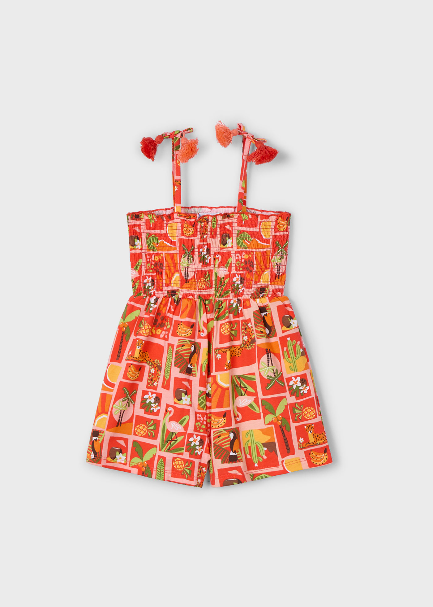 Macacão curto estampado ninho de abelha menina