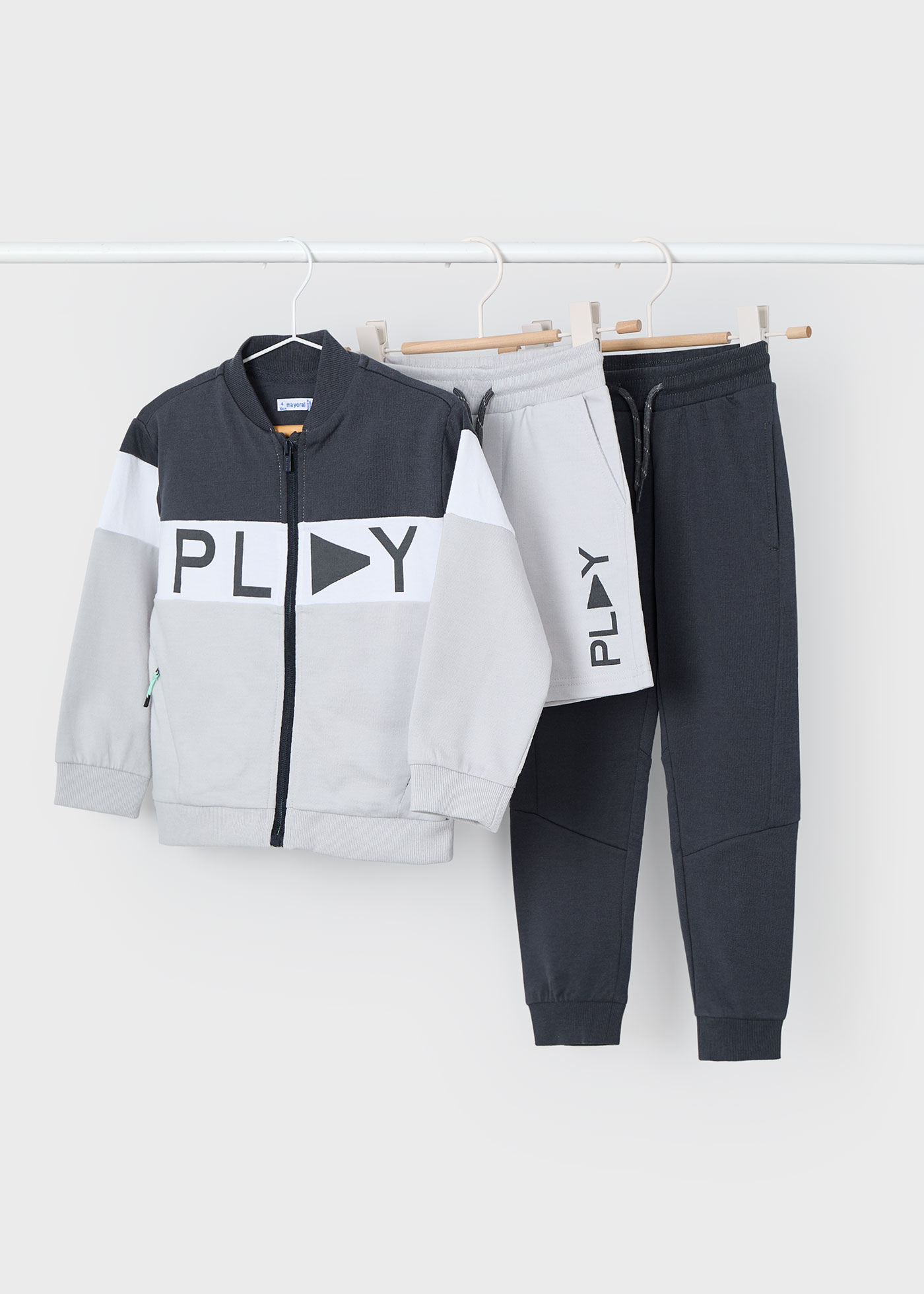 Boy 3 piece shorts and trousers tracksuit set