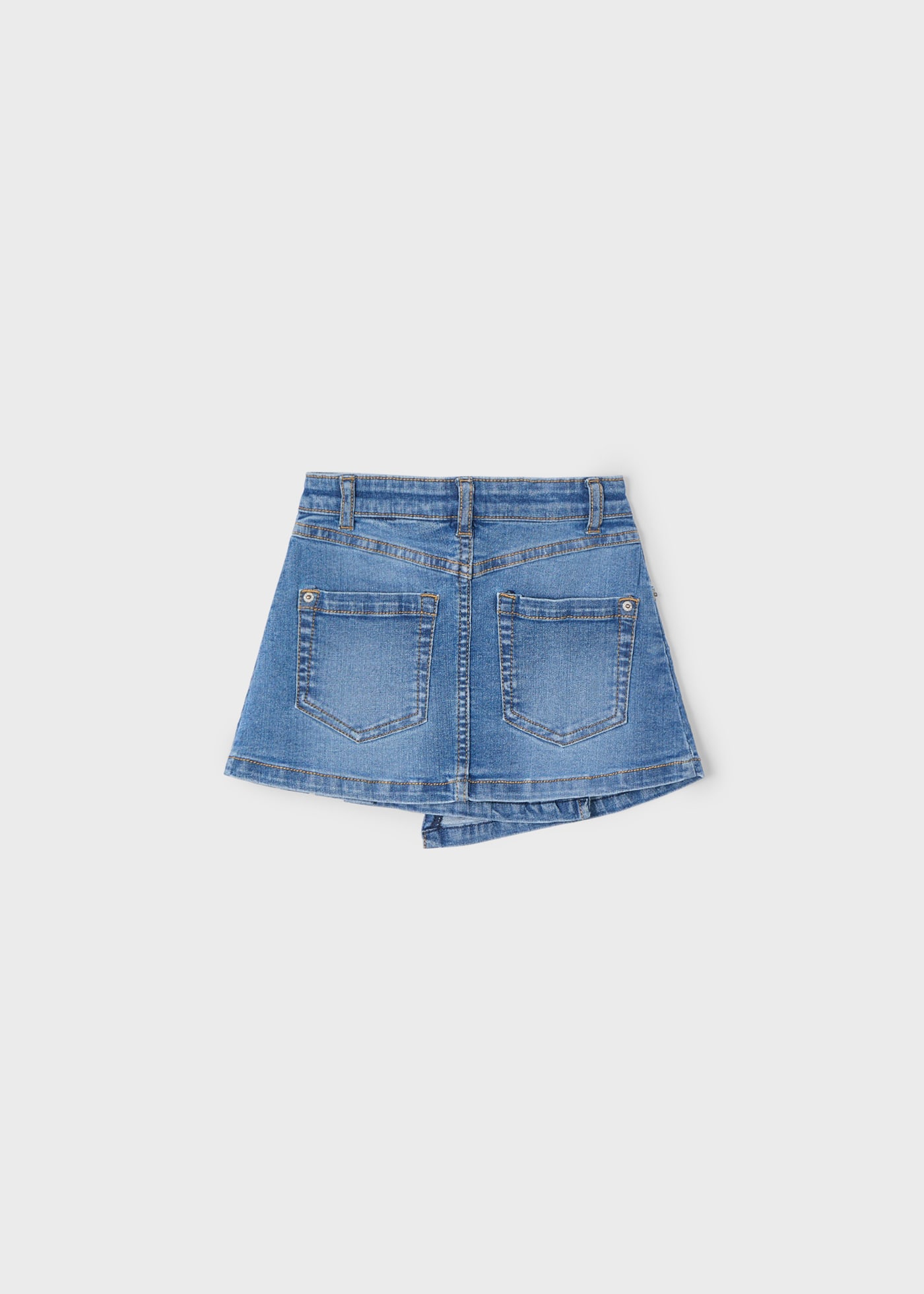 Girl Denim Skirt with Pleat Detail