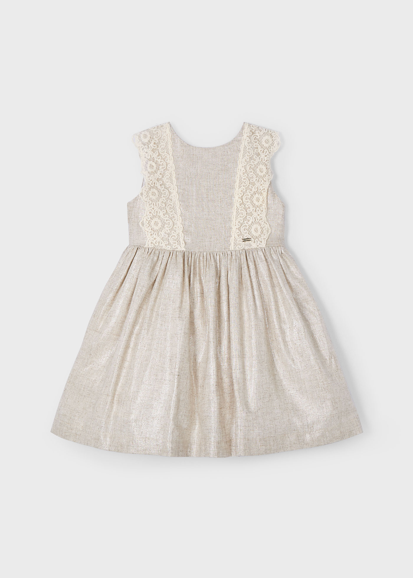 Girl embroidered detail linen dress