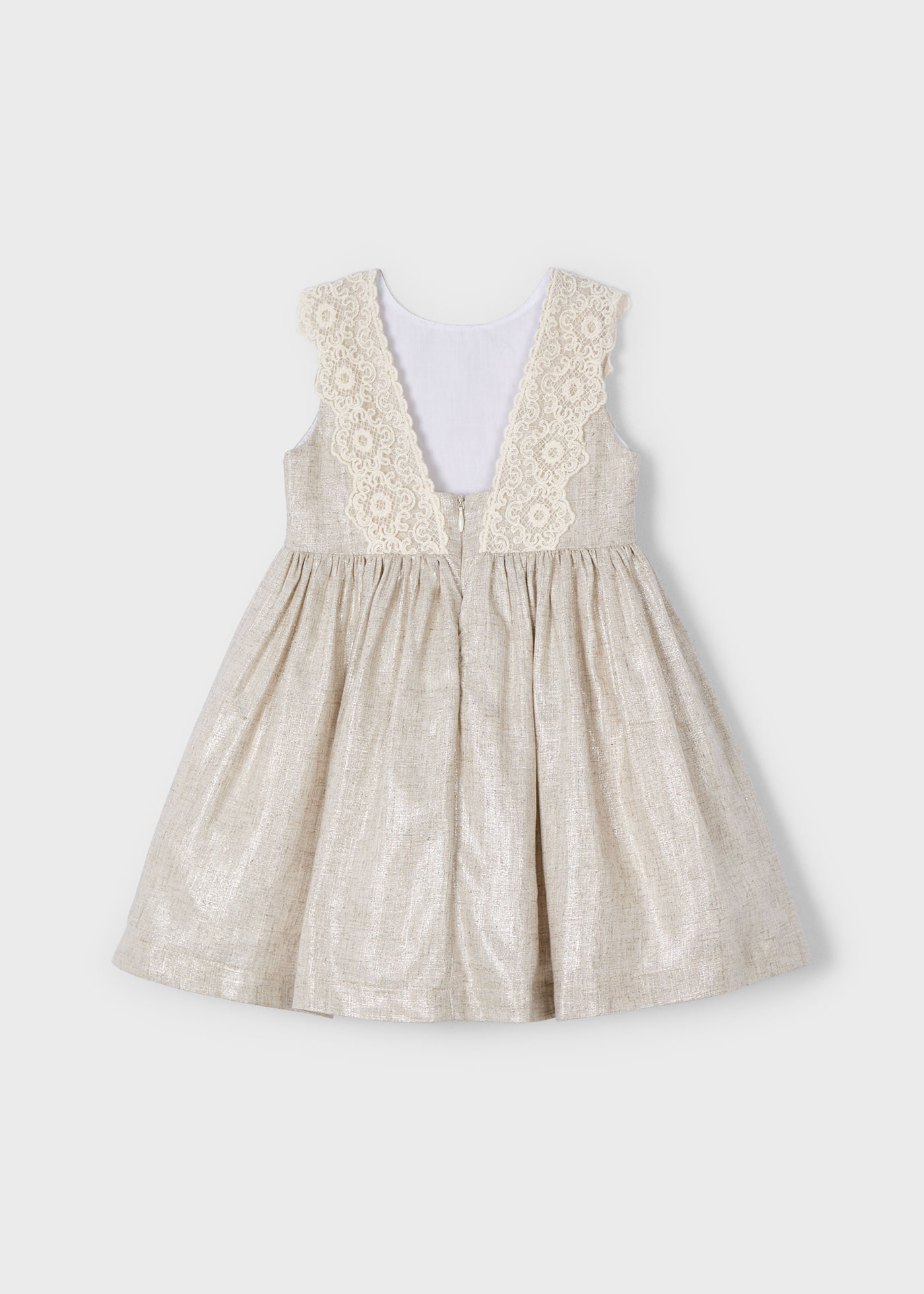 Girl embroidered detail linen dress