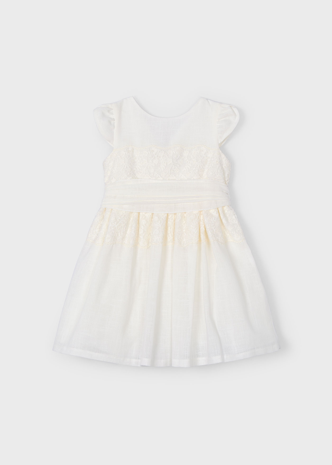 Vestito dettaglio pizzo con fusciacca bambina
