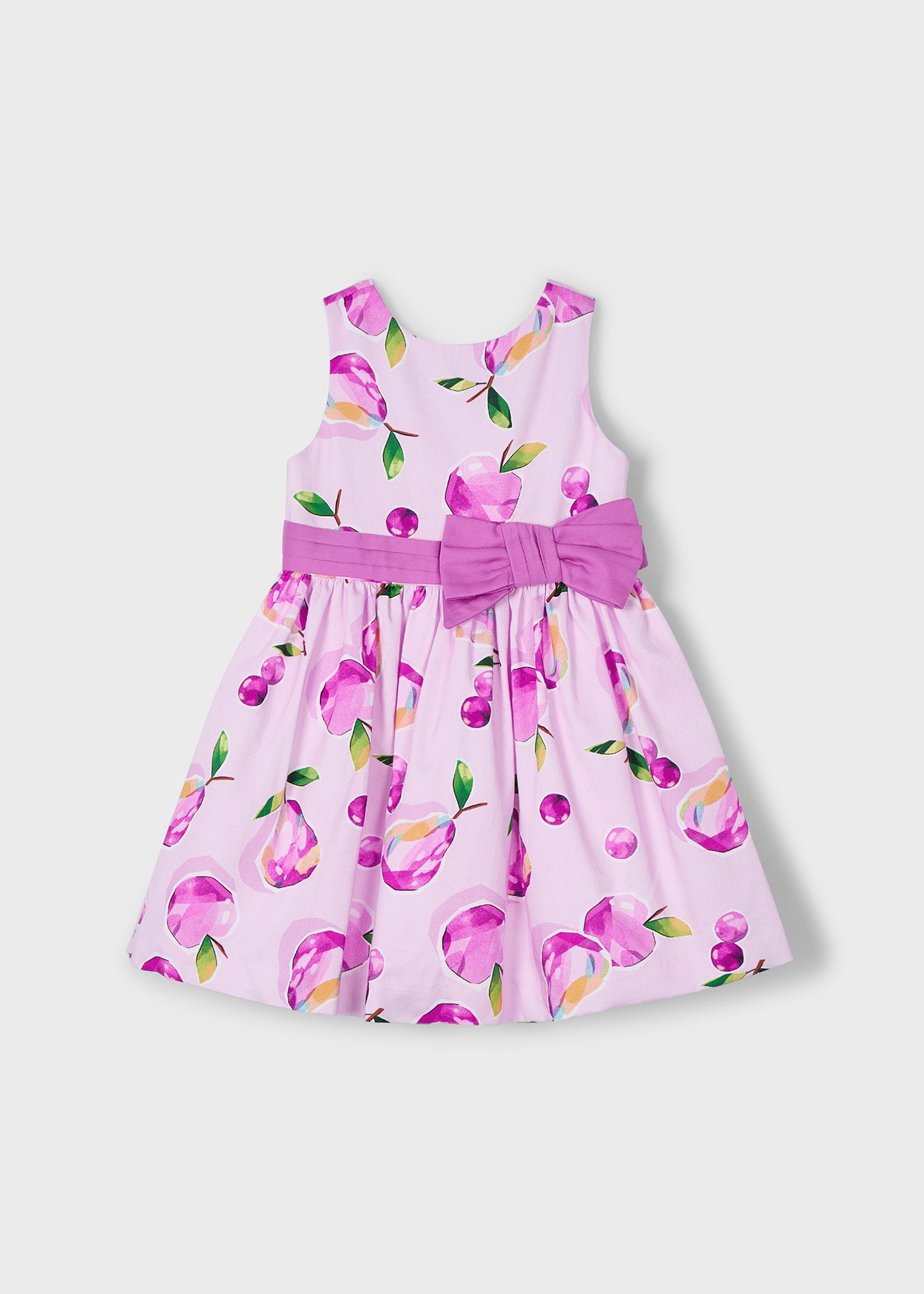 Girl Floral Waist Bow Print Dress