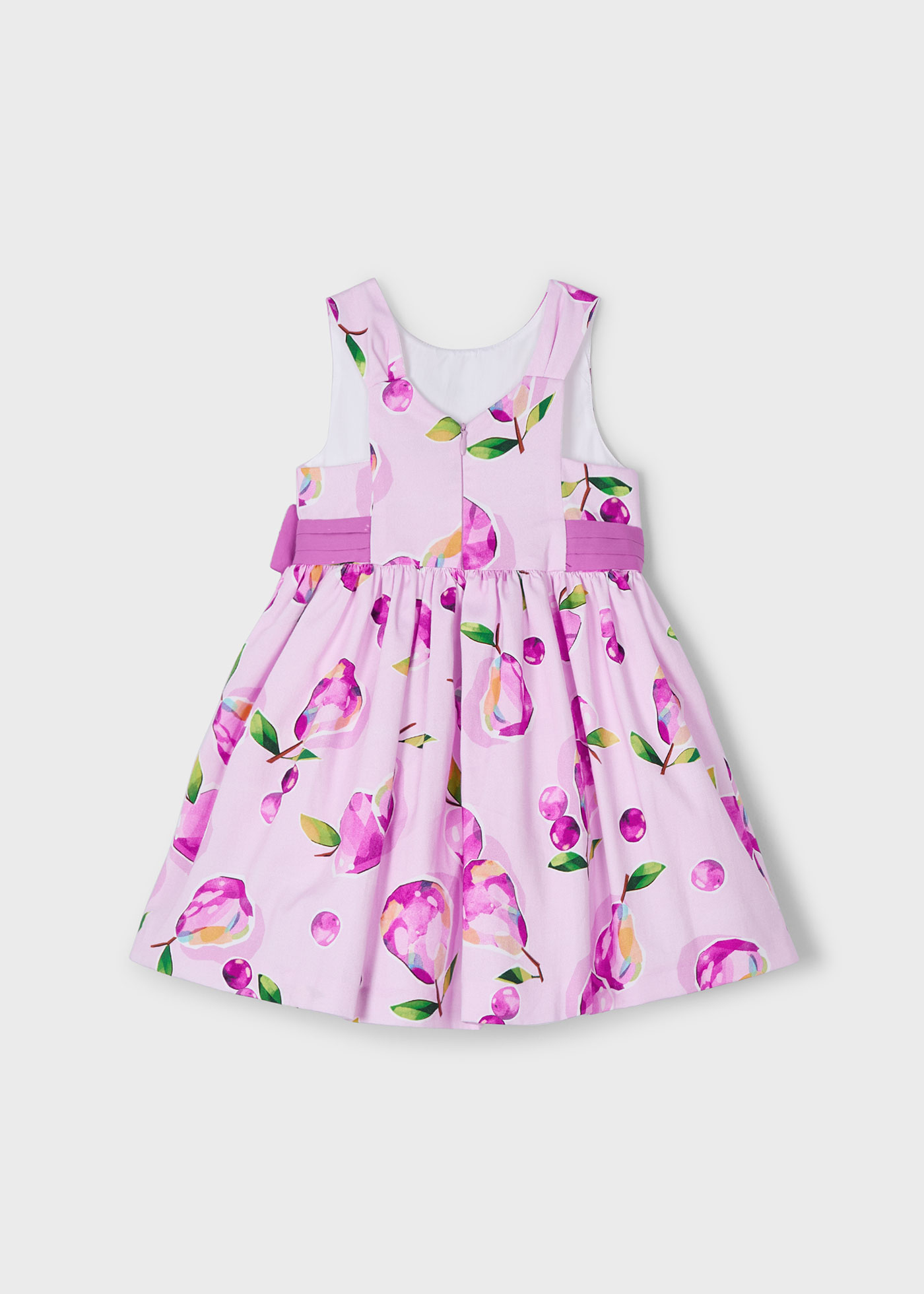 Girl Floral Waist Bow Print Dress