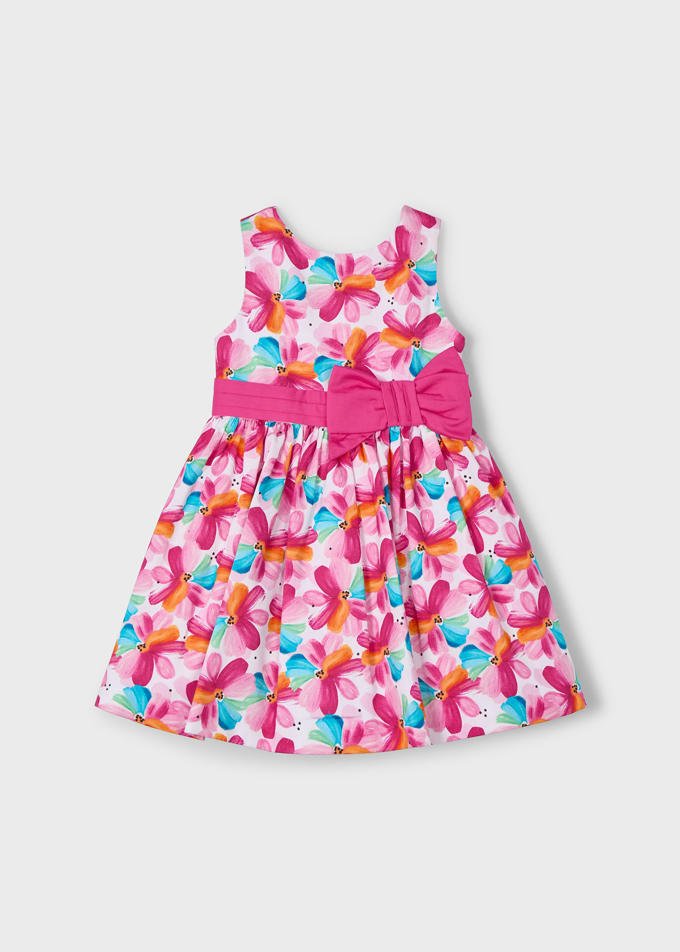 Girl print dress with bow