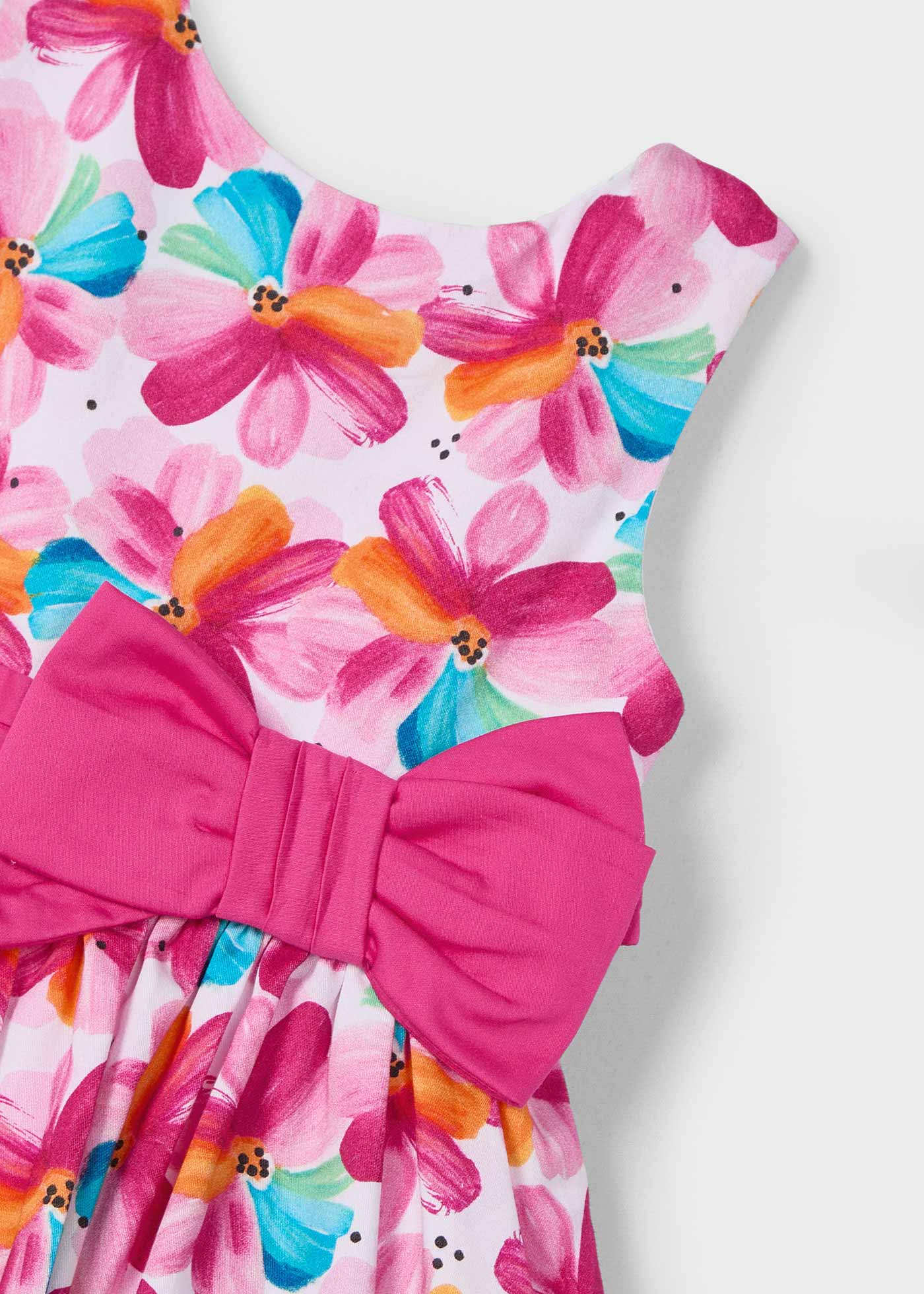 Girl print dress with bow