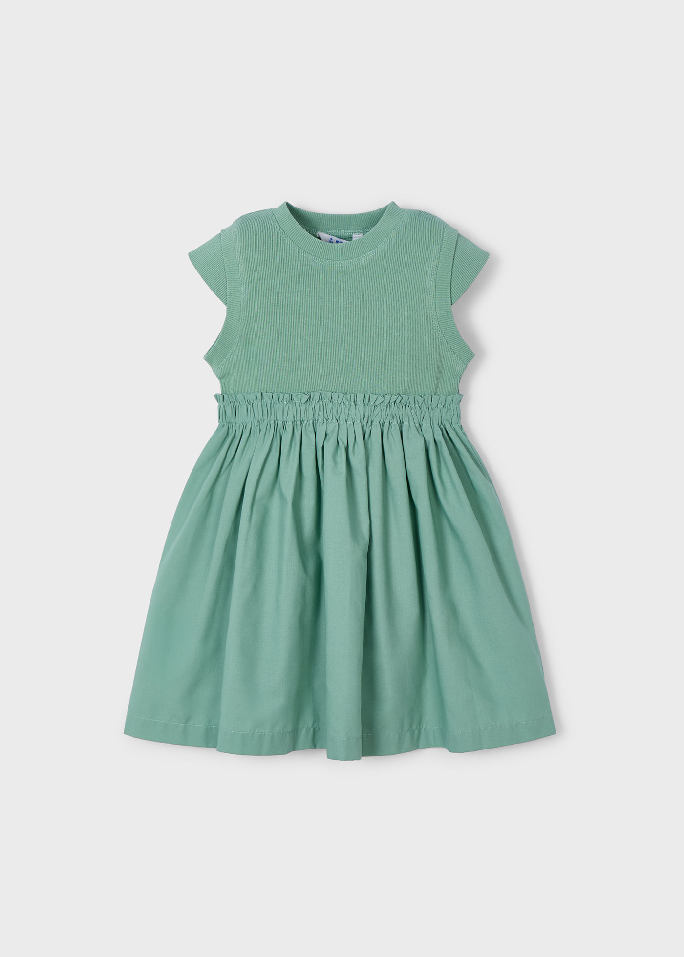 Vestido combinado canelado menina