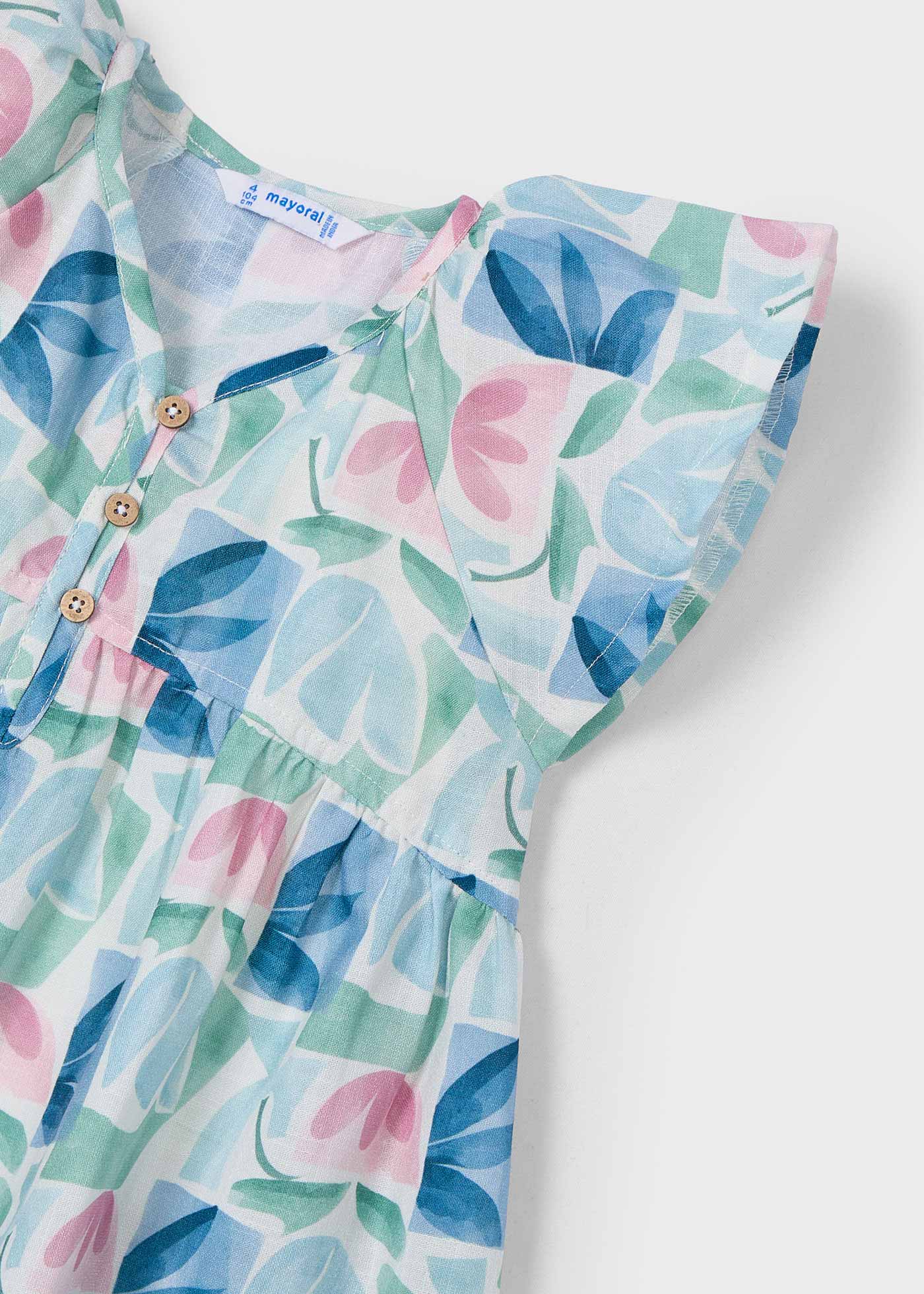 Vestido estampado flores geométricas menina