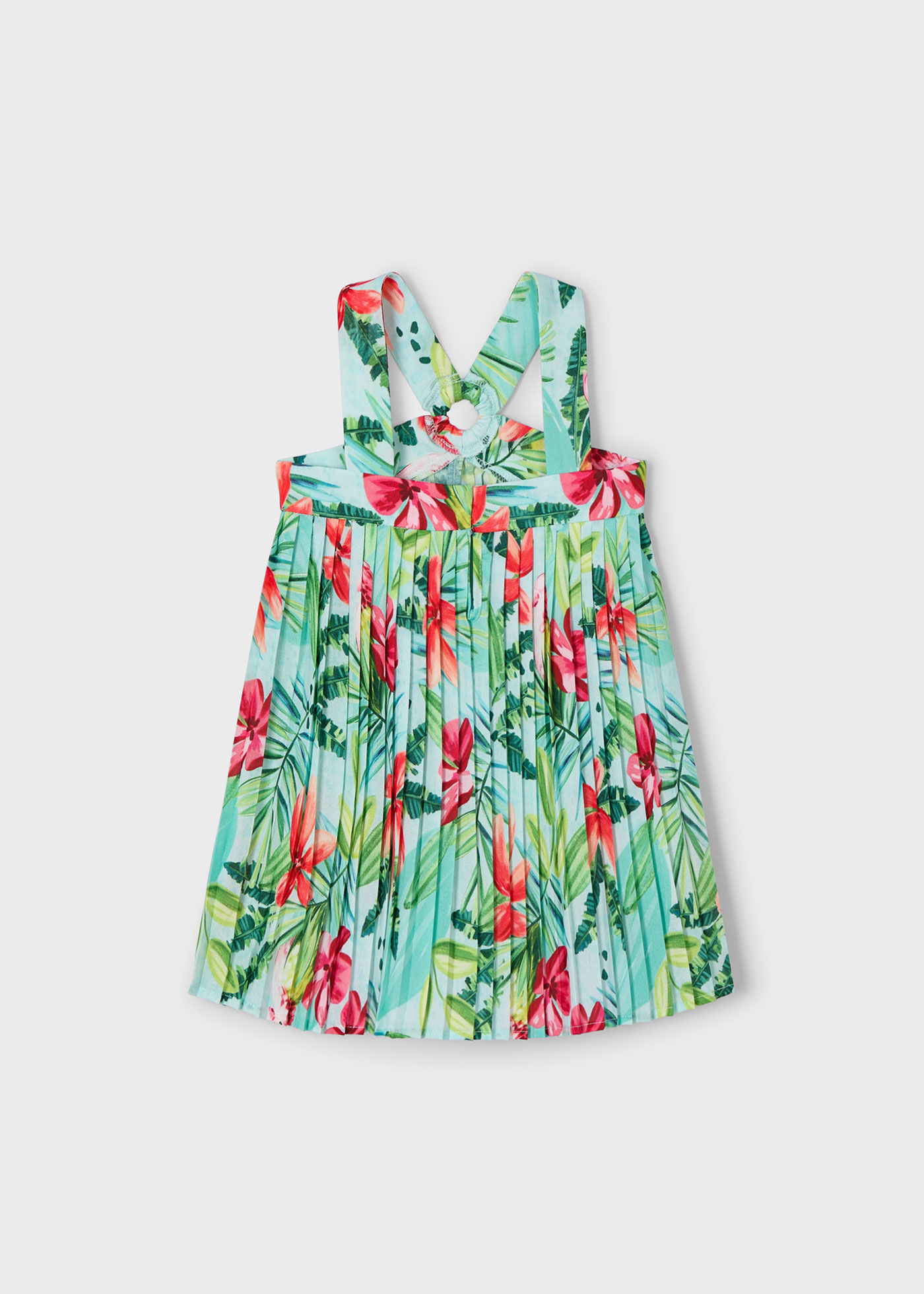 Girl pleated tropical dress