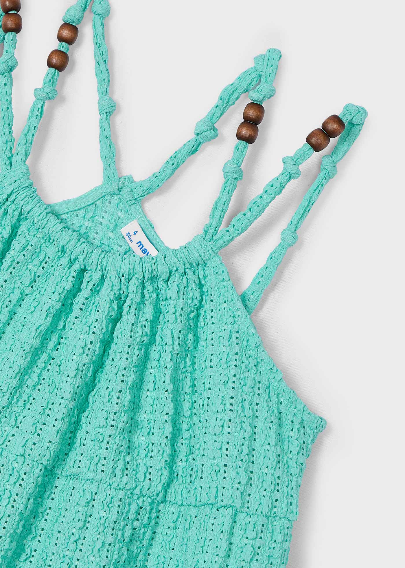 Vestido perforado abalorios niña