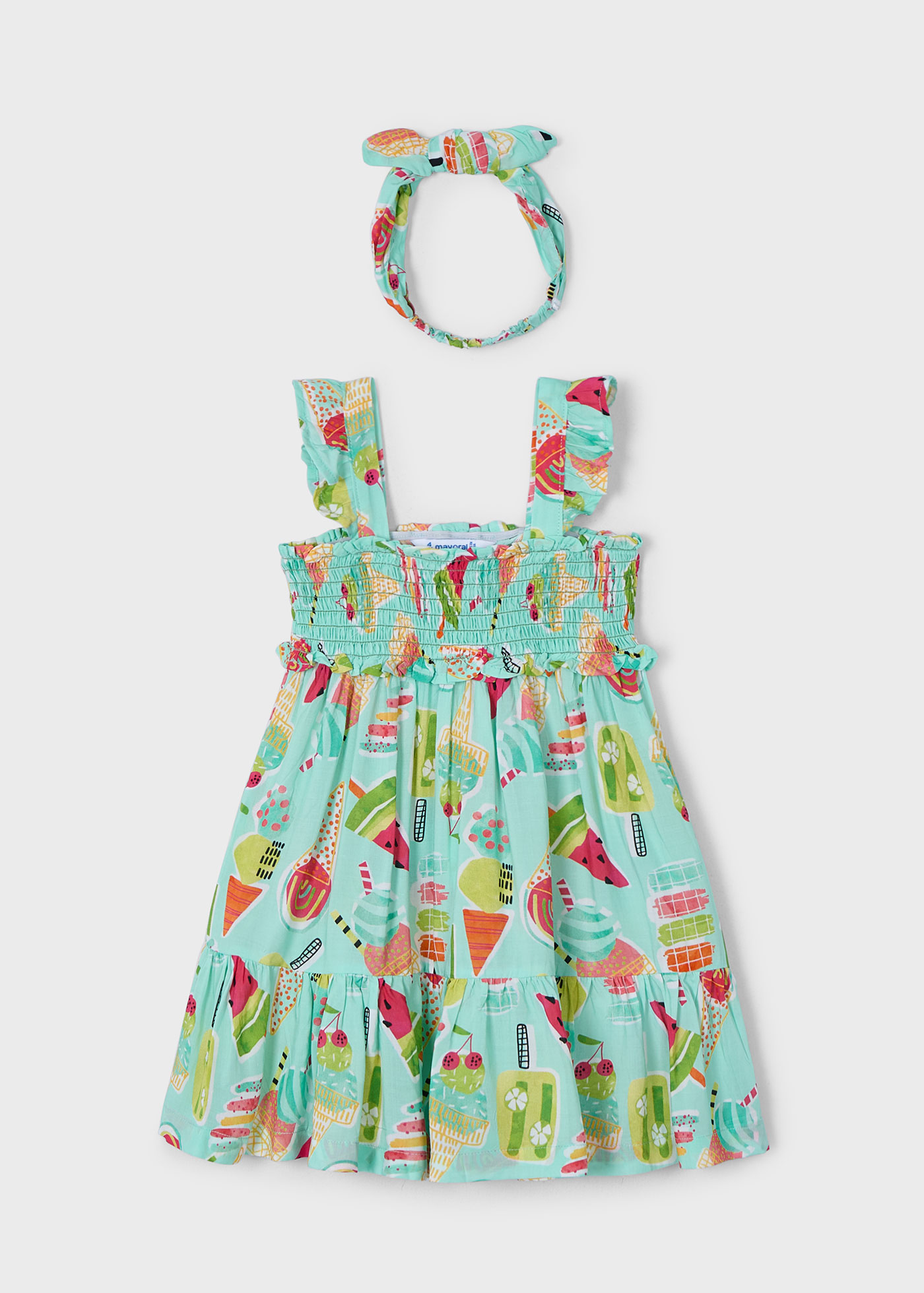 Vestido com fita elástica menina