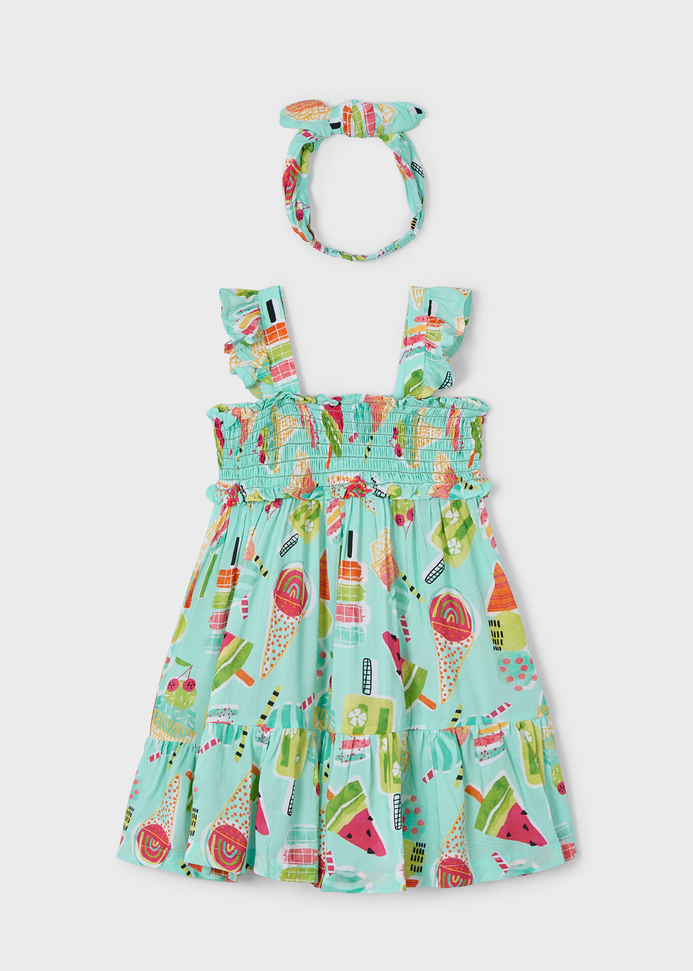 Vestido com fita elástica menina