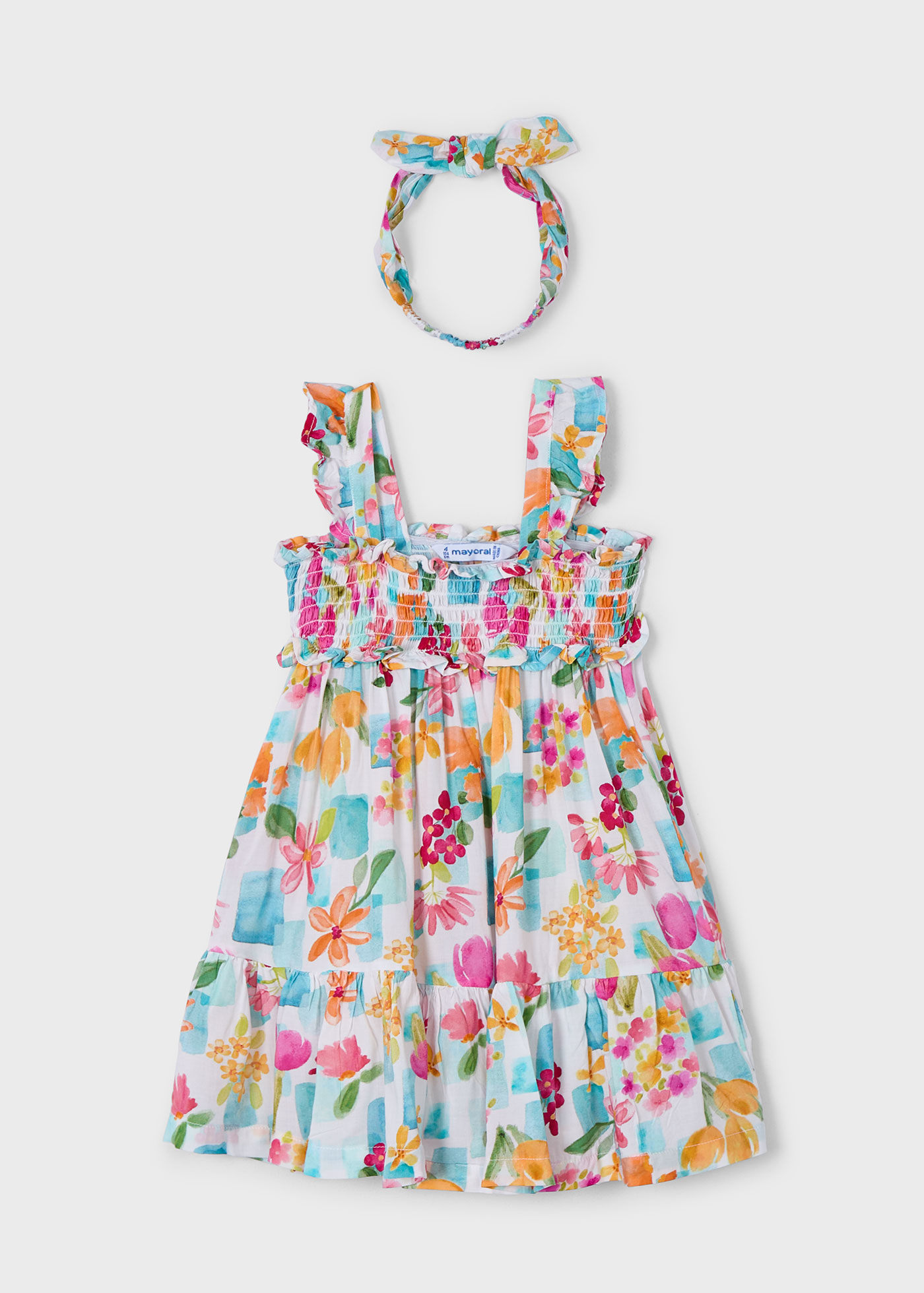 Girl print dress with headband