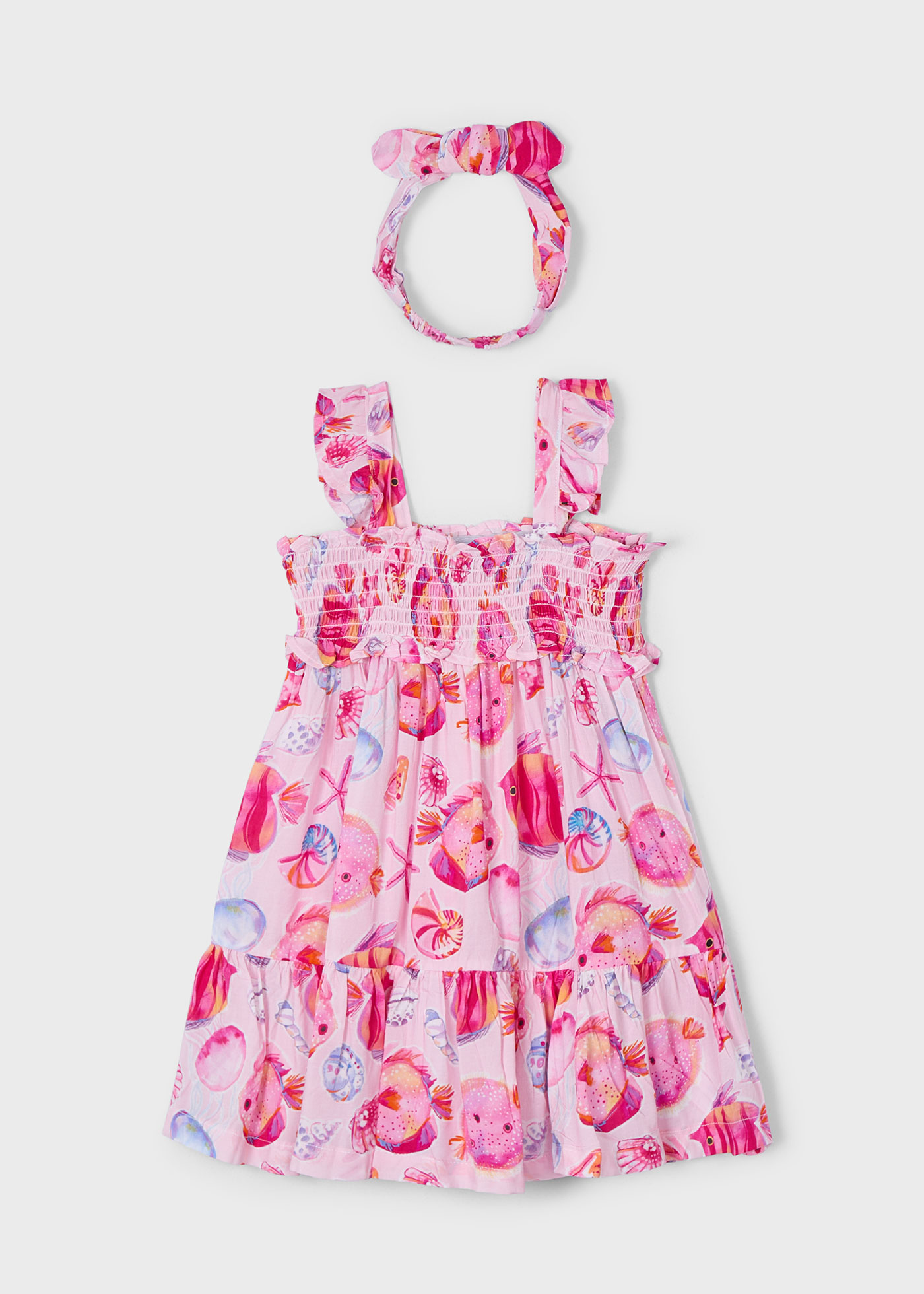 Girl print dress with headband