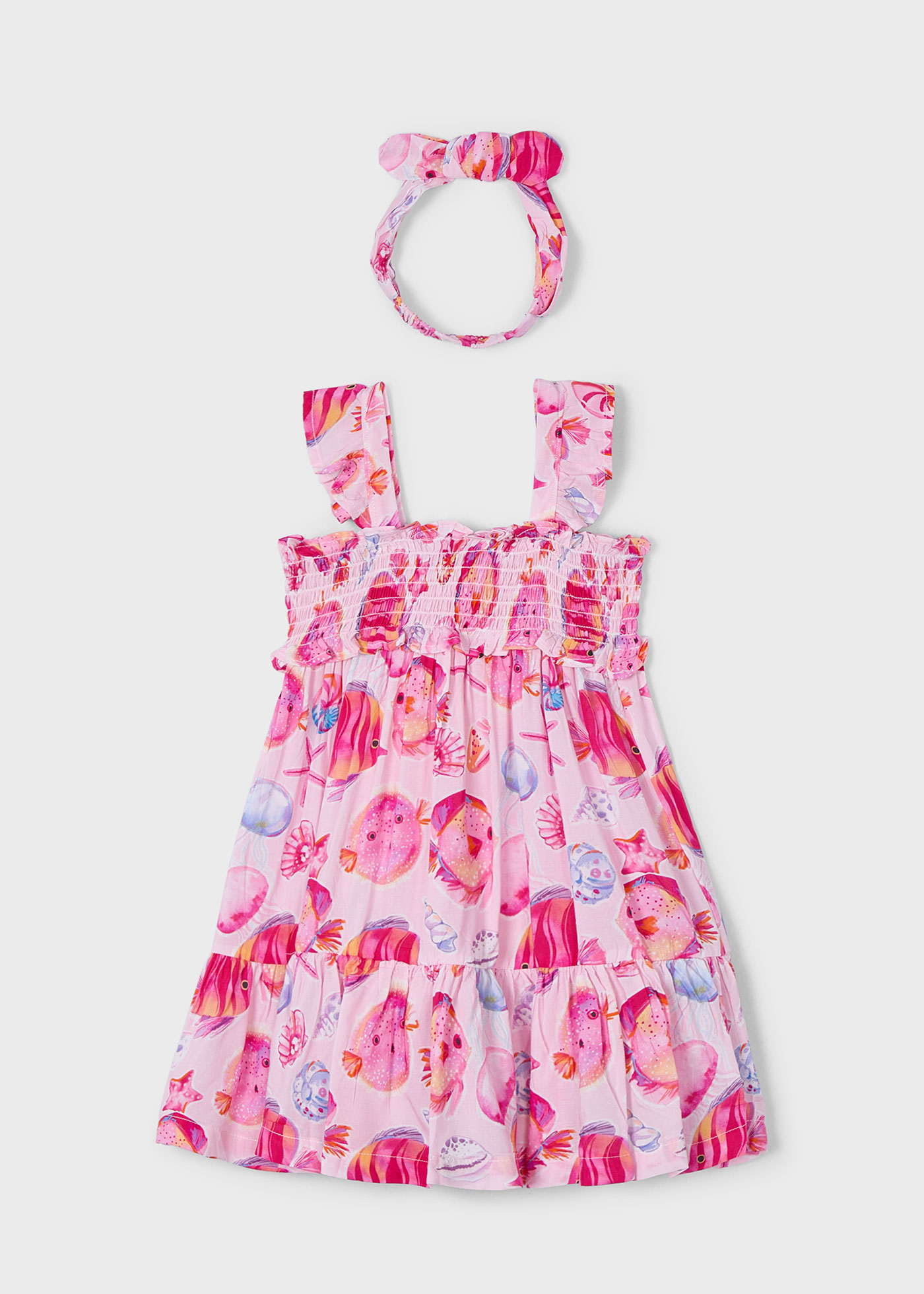 Girl print dress with headband