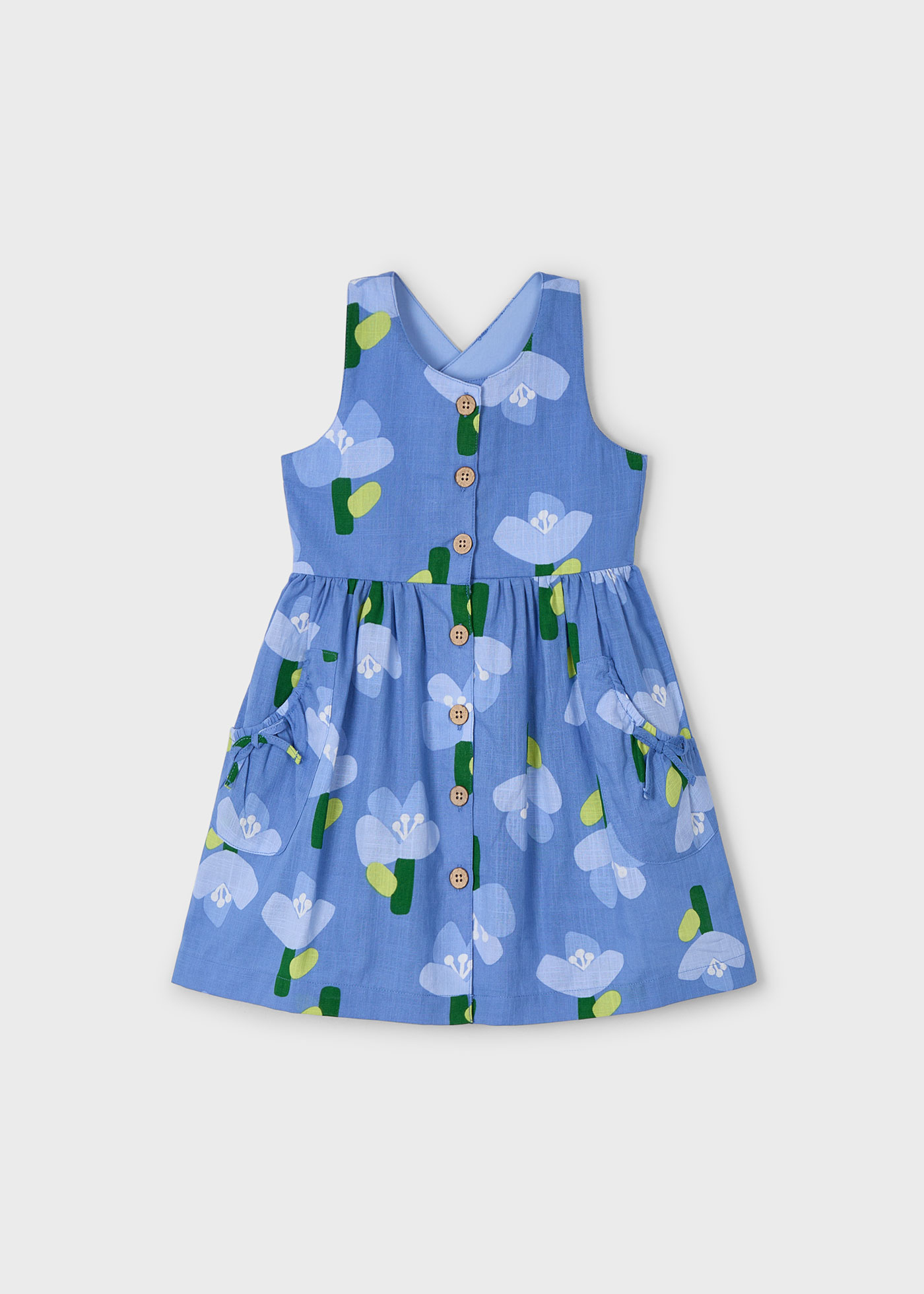 Vestido estampado flores botões menina