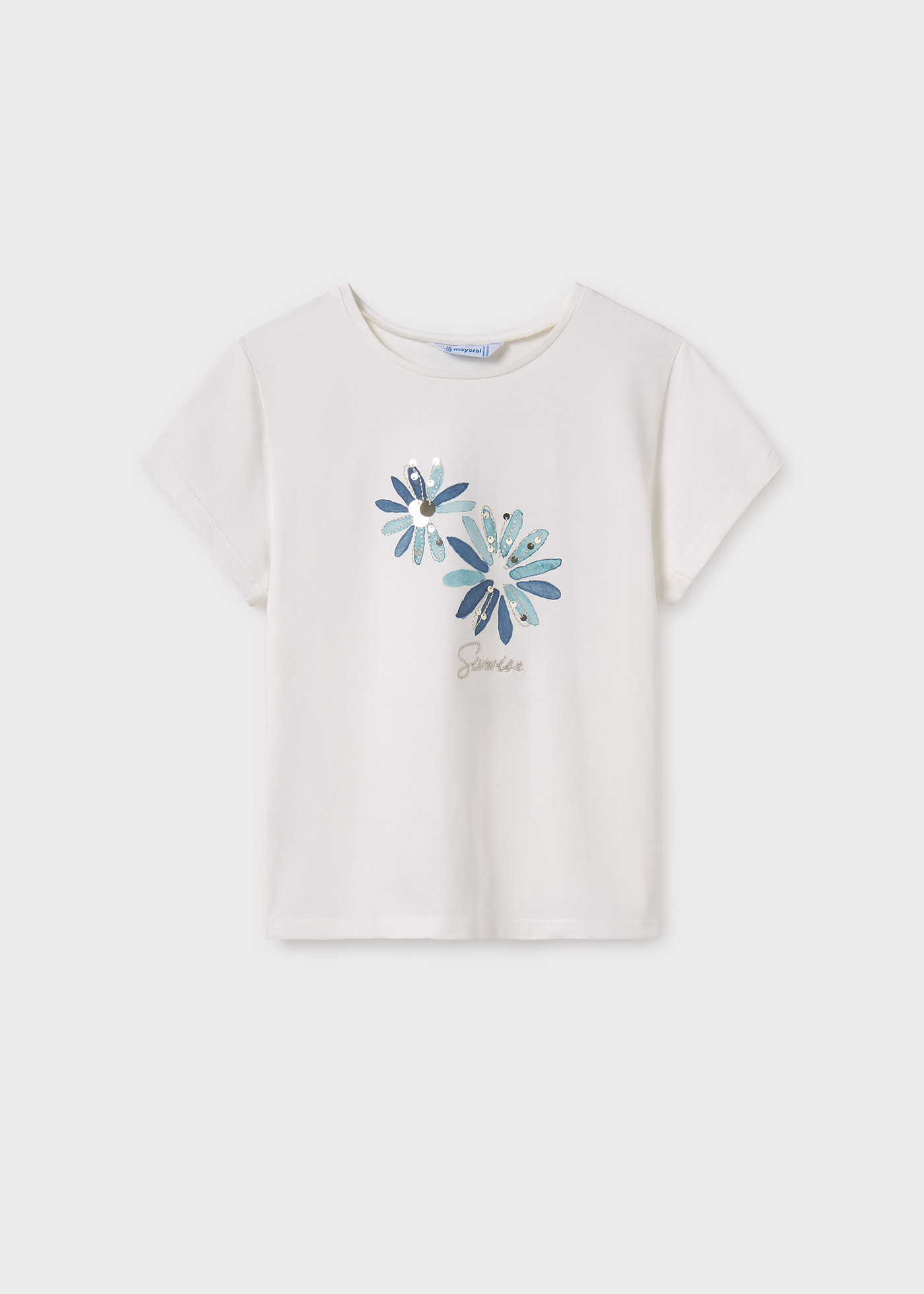 Camiseta bordado flor chica