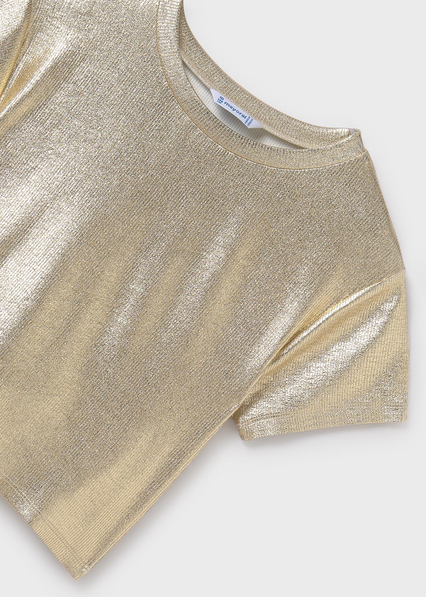 T-Shirt metallisiert gerippt Teenager Mädchen