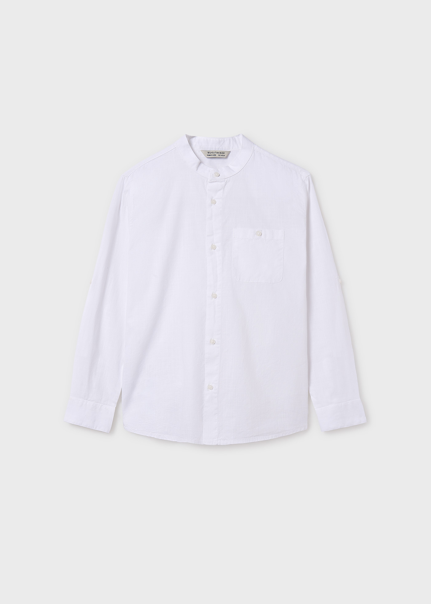 Boy Long Sleeve Band-Collar Shirt